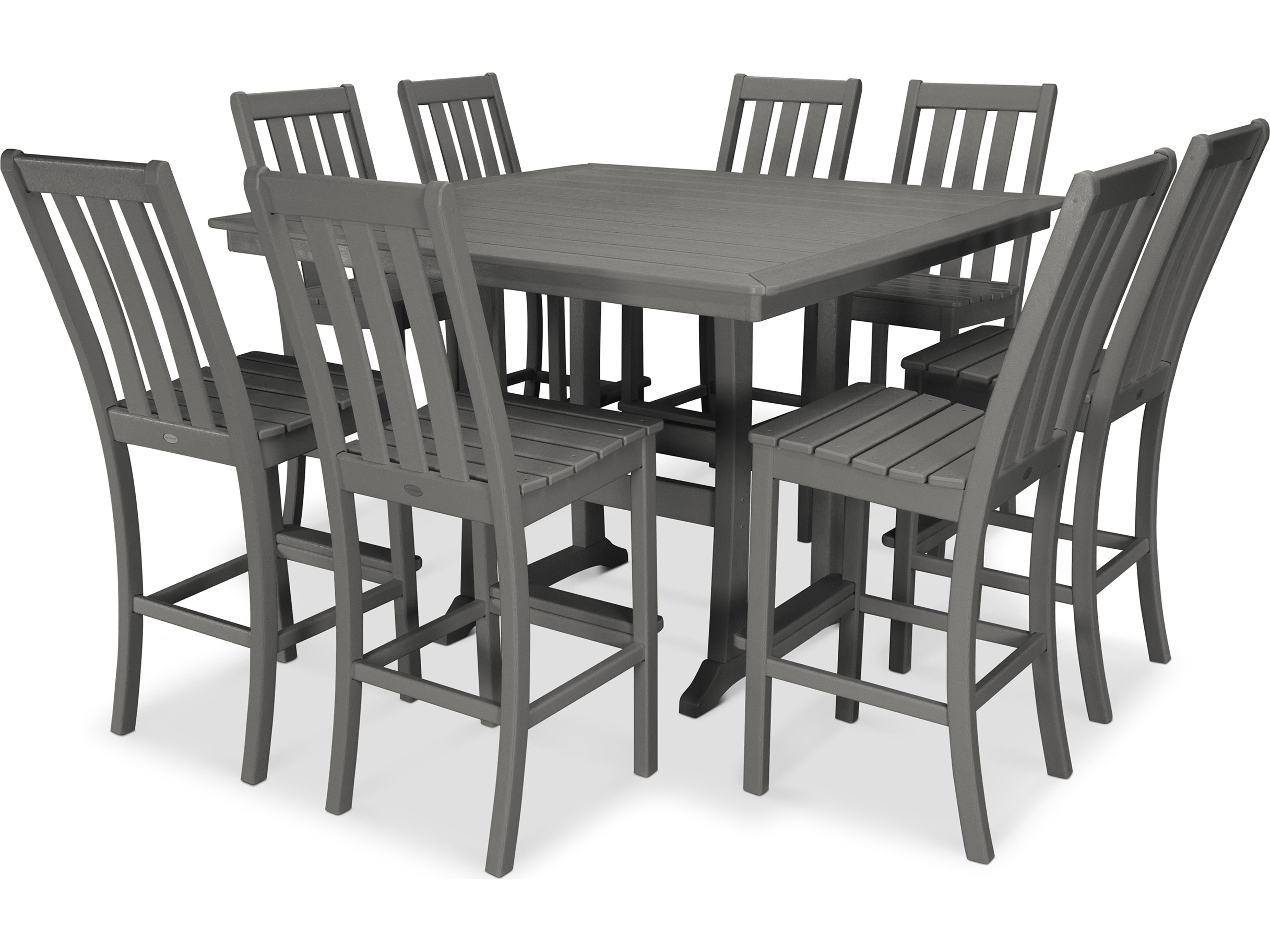 POLYWOOD® Vineyard Recycled Plastic 9 Piece Nautical Trestle Bar Set