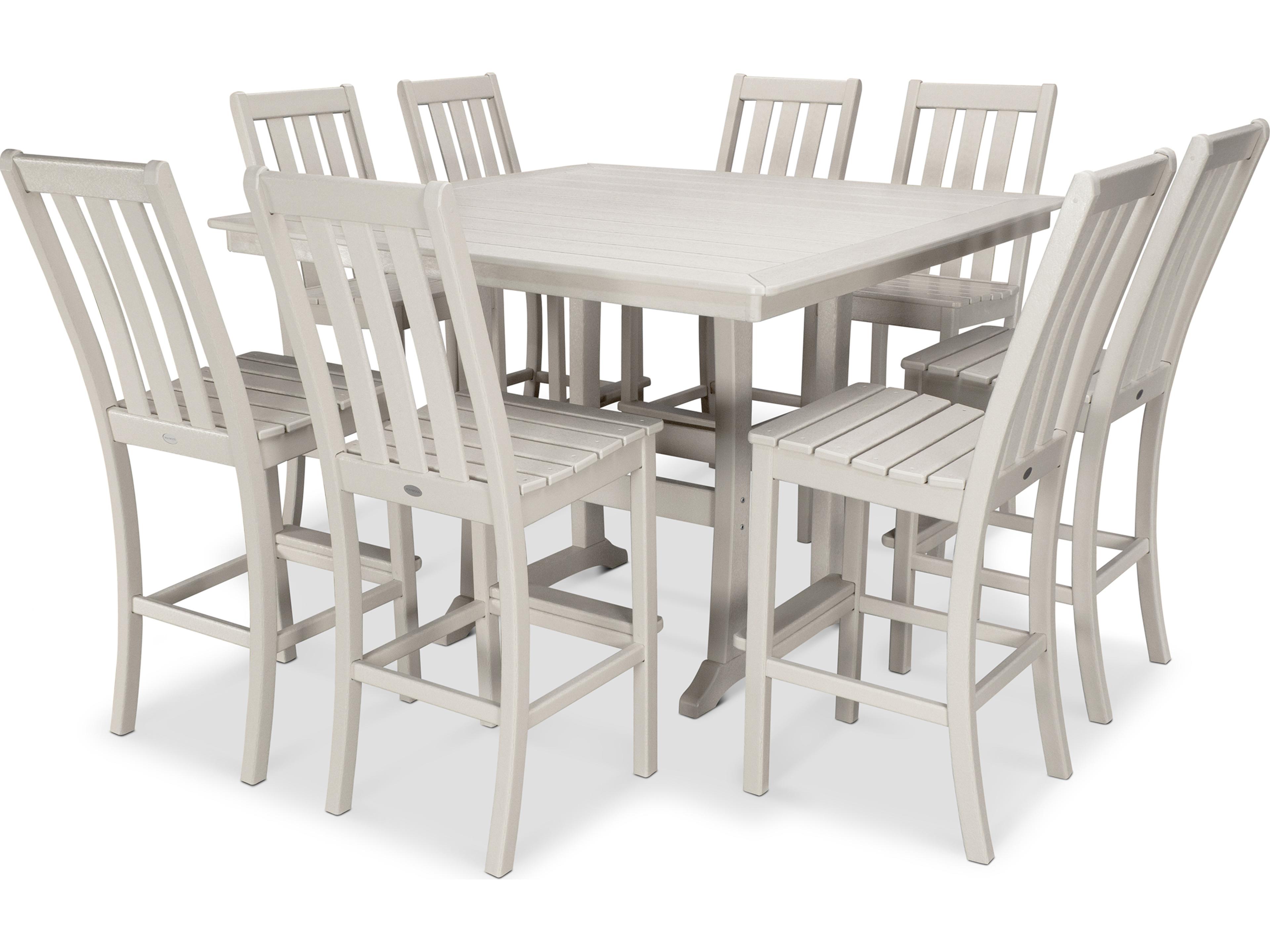 POLYWOOD® Vineyard Recycled Plastic 9 Piece Nautical Trestle Bar Set