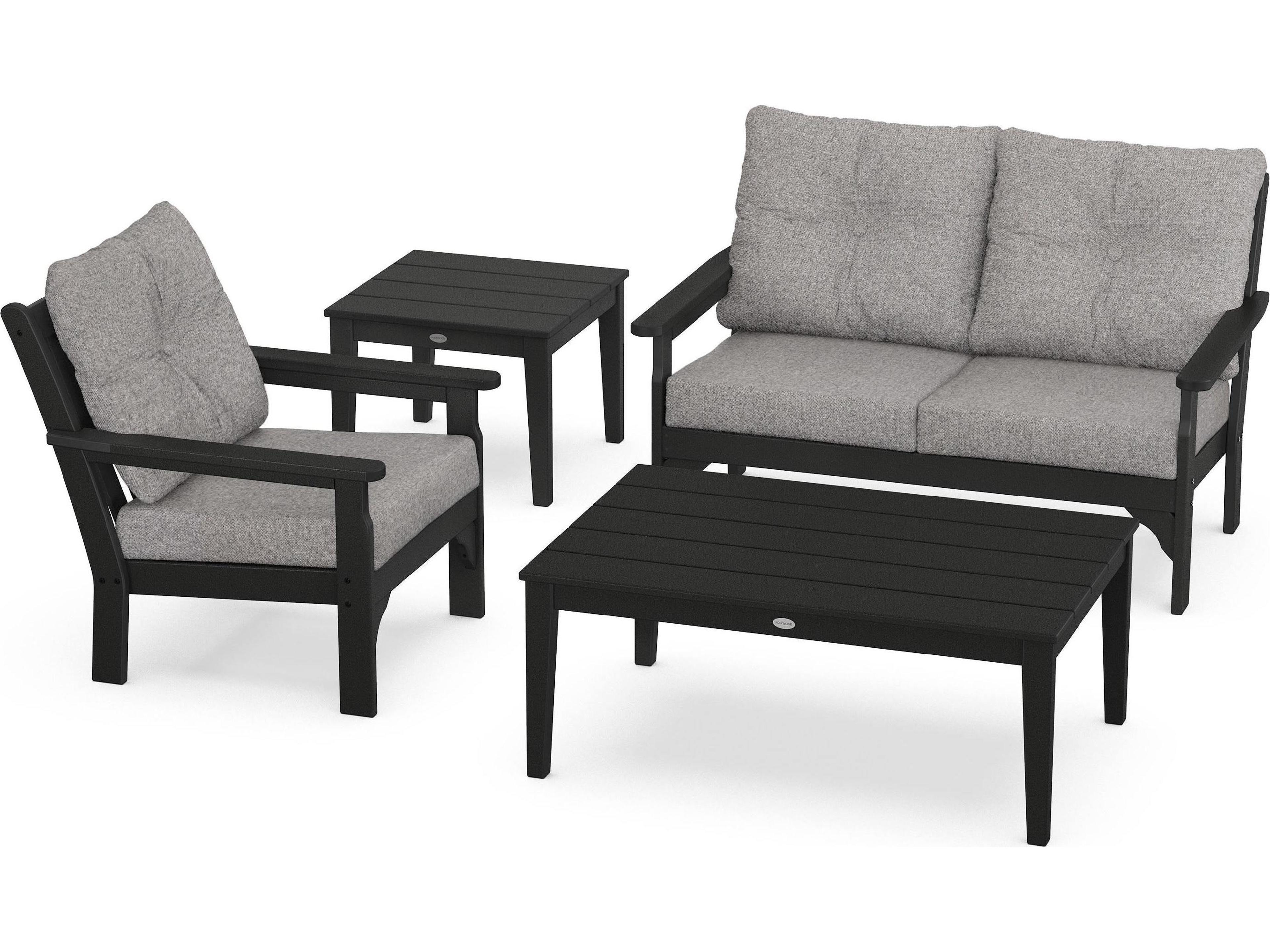 POLYWOOD® Vineyard Deep Seating Recycled Plastic 4 Piece Outdoor Patio Lounge Set