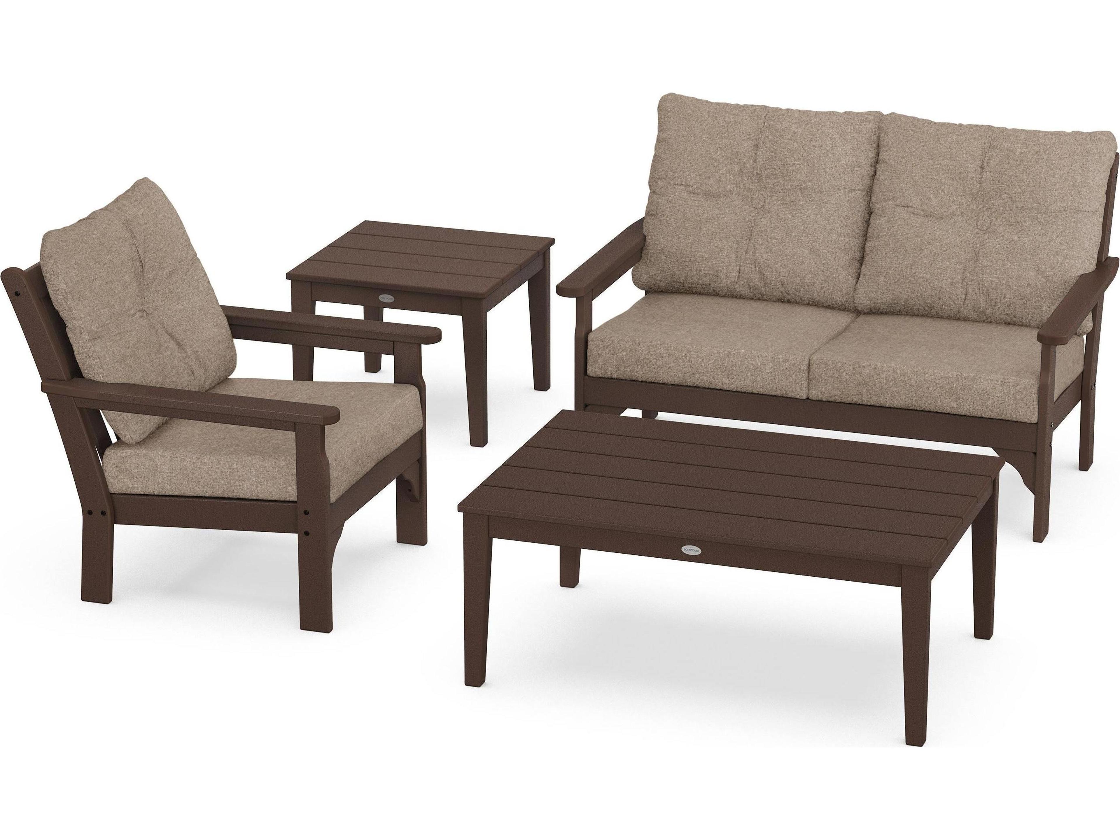 POLYWOOD® Vineyard Deep Seating Recycled Plastic 4 Piece Outdoor Patio Lounge Set