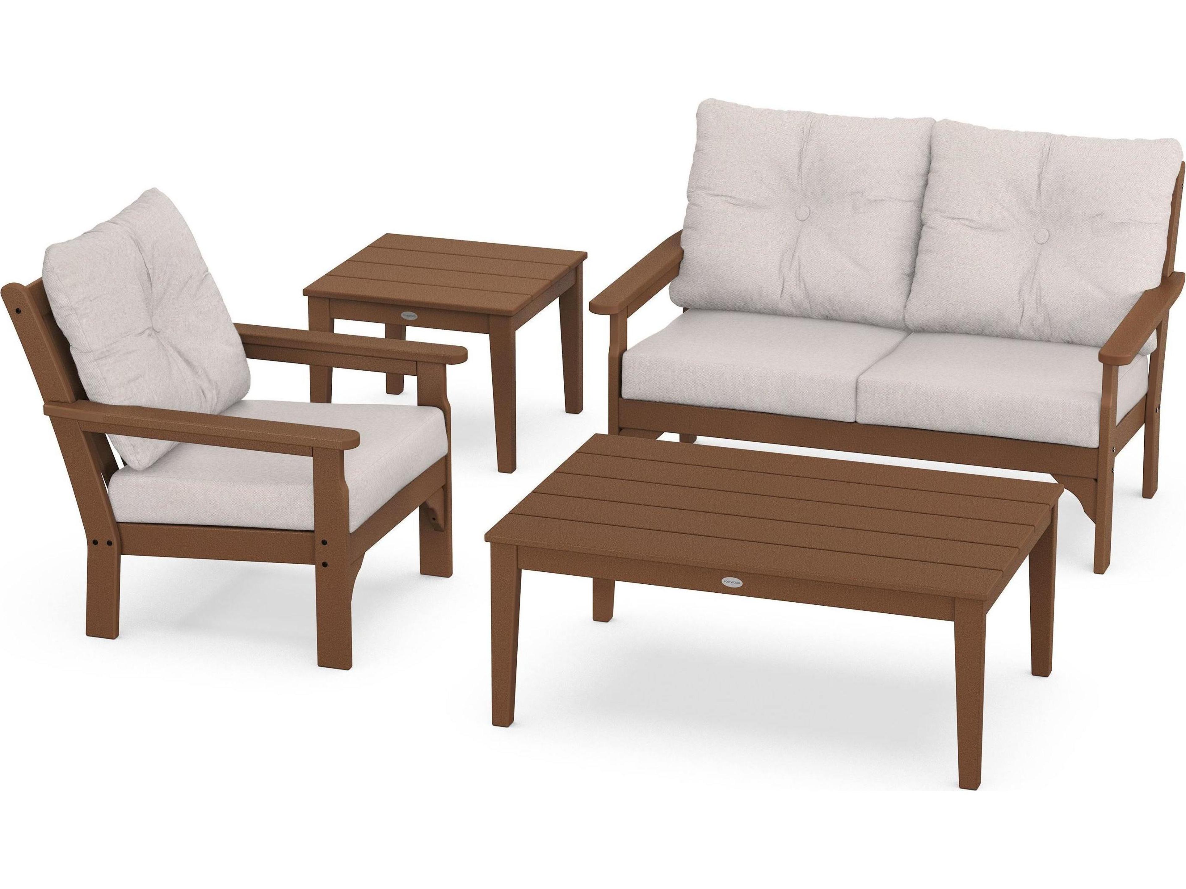 POLYWOOD® Vineyard Deep Seating Recycled Plastic 4 Piece Outdoor Patio Lounge Set