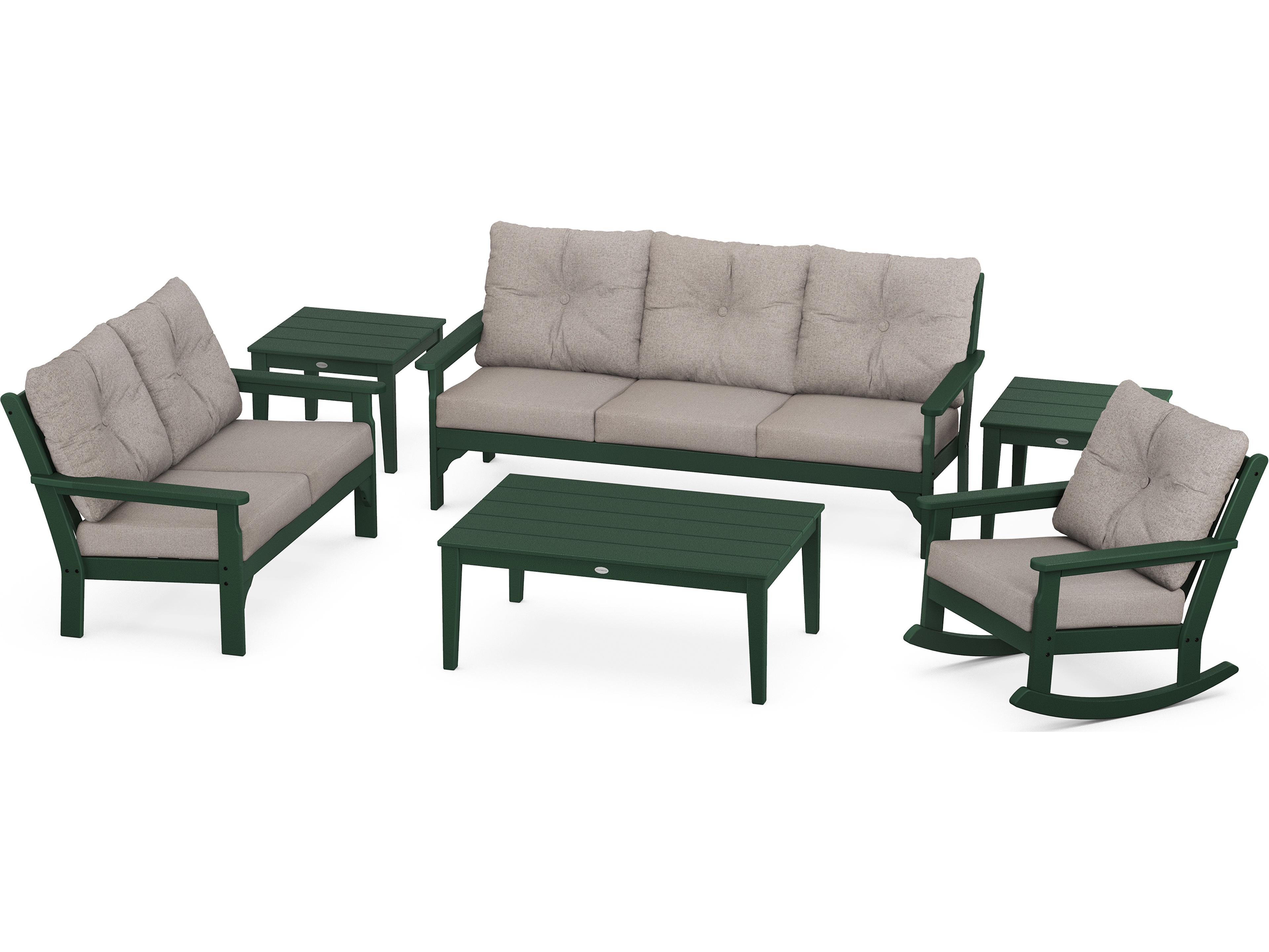 POLYWOOD® Vineyard Recycled Plastic 6 Piece Deep Seating Patio Lounge Set