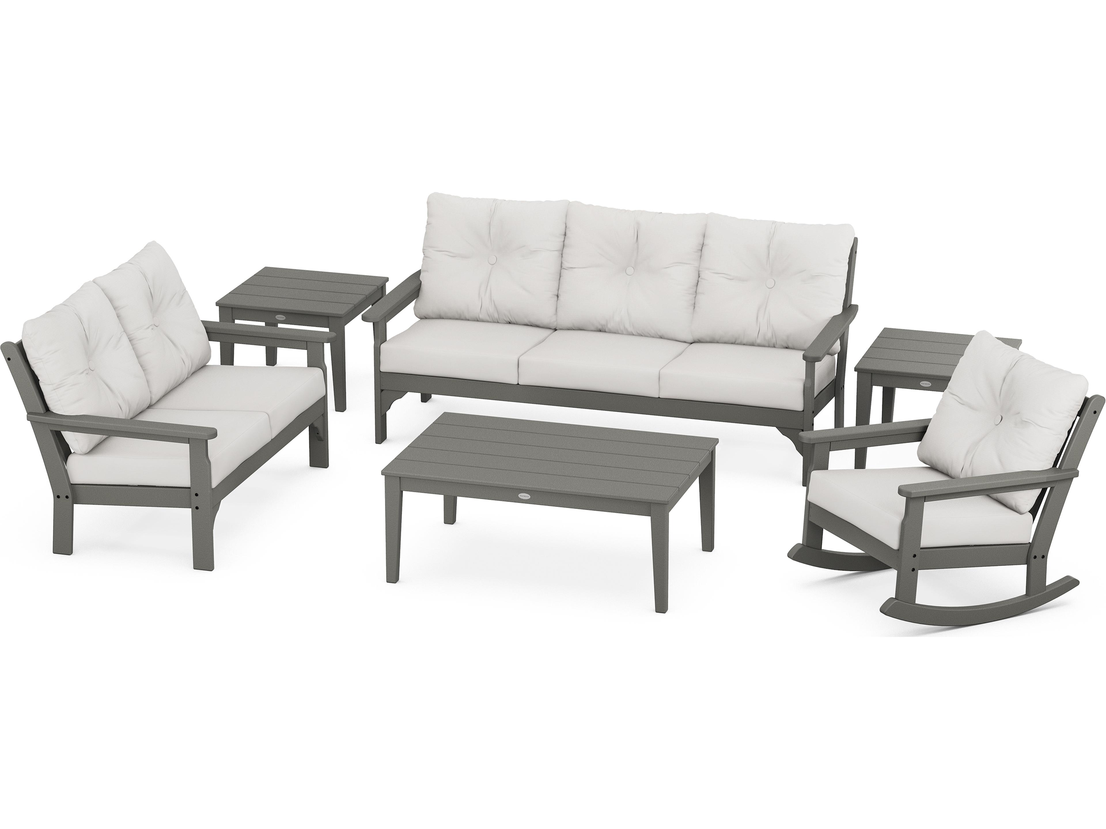POLYWOOD® Vineyard Recycled Plastic 6 Piece Deep Seating Patio Lounge Set