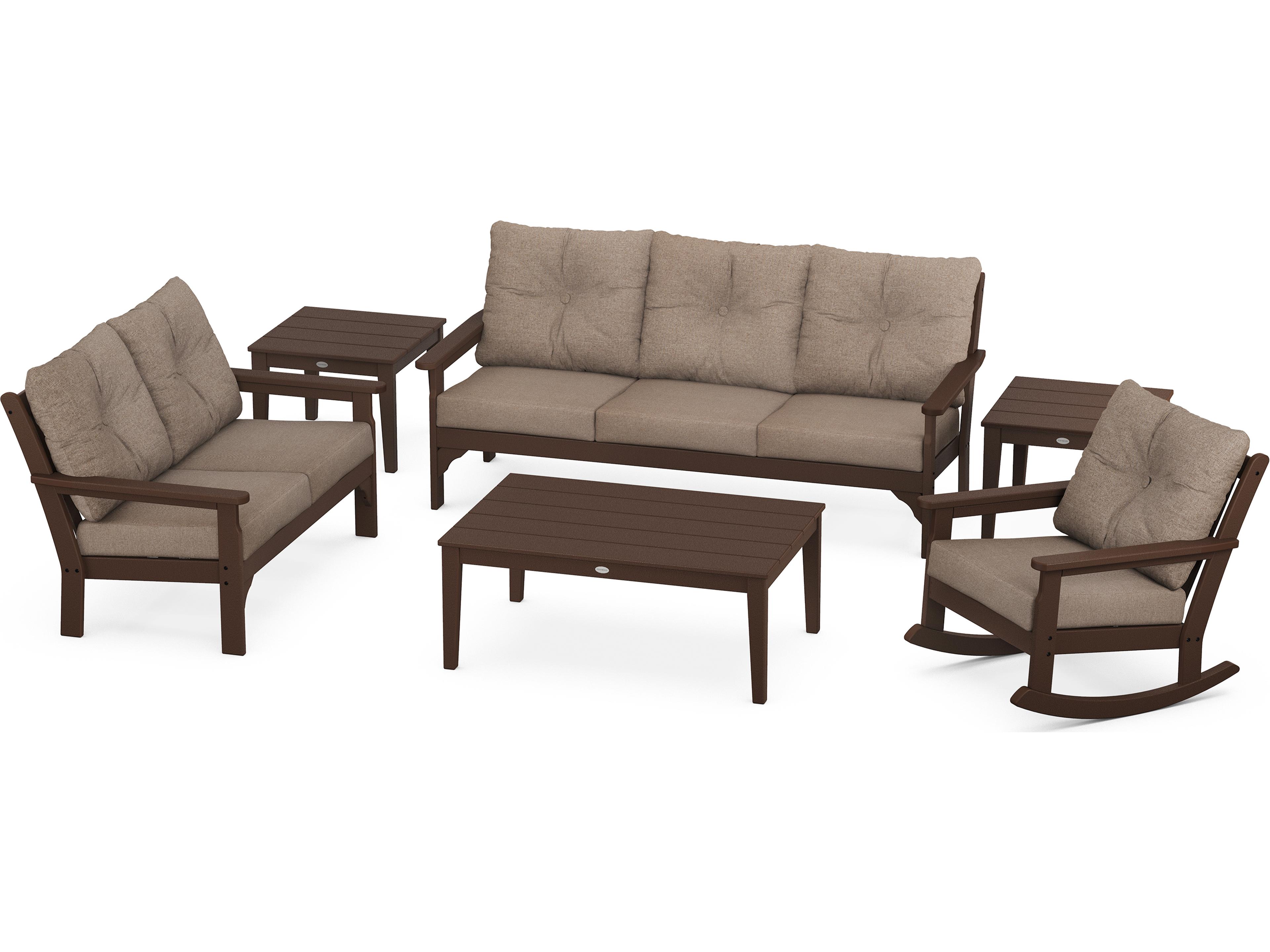 POLYWOOD® Vineyard Recycled Plastic 6 Piece Deep Seating Patio Lounge Set