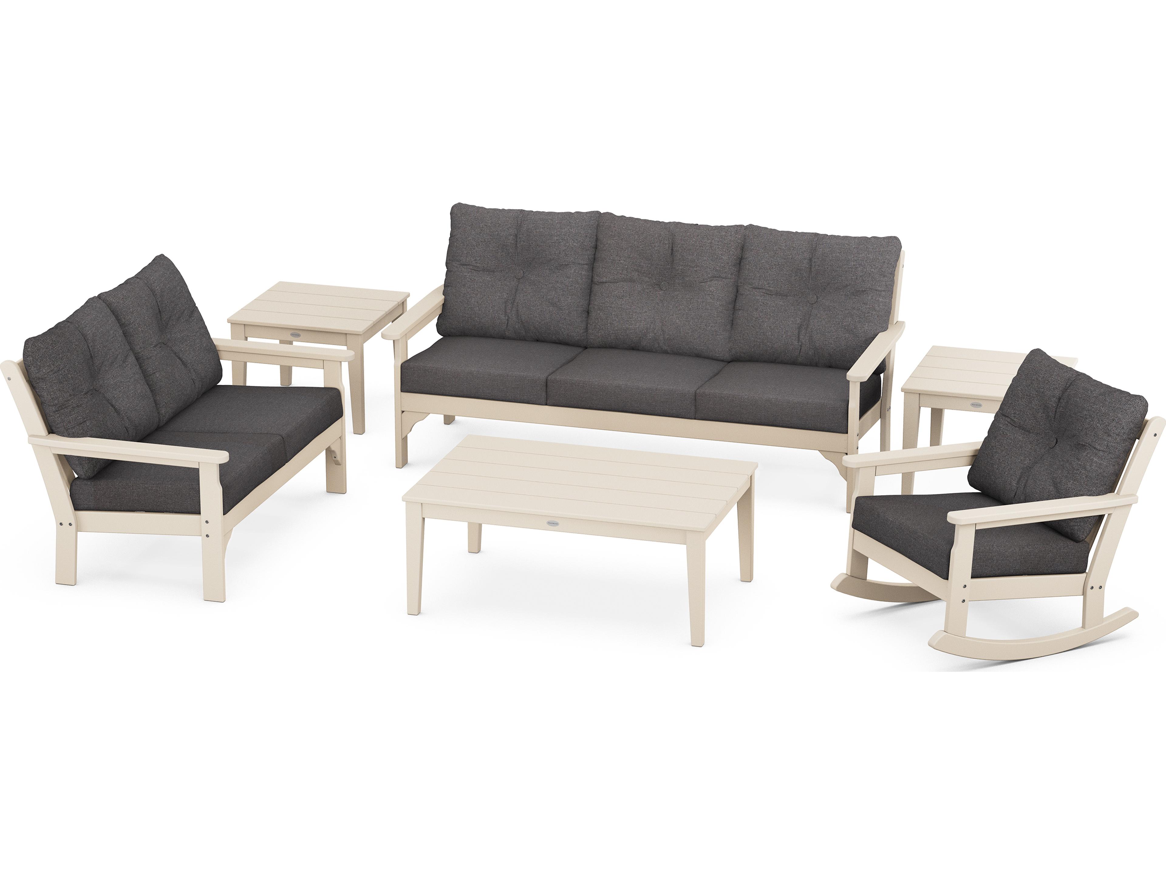 POLYWOOD® Vineyard Recycled Plastic 6 Piece Deep Seating Patio Lounge Set