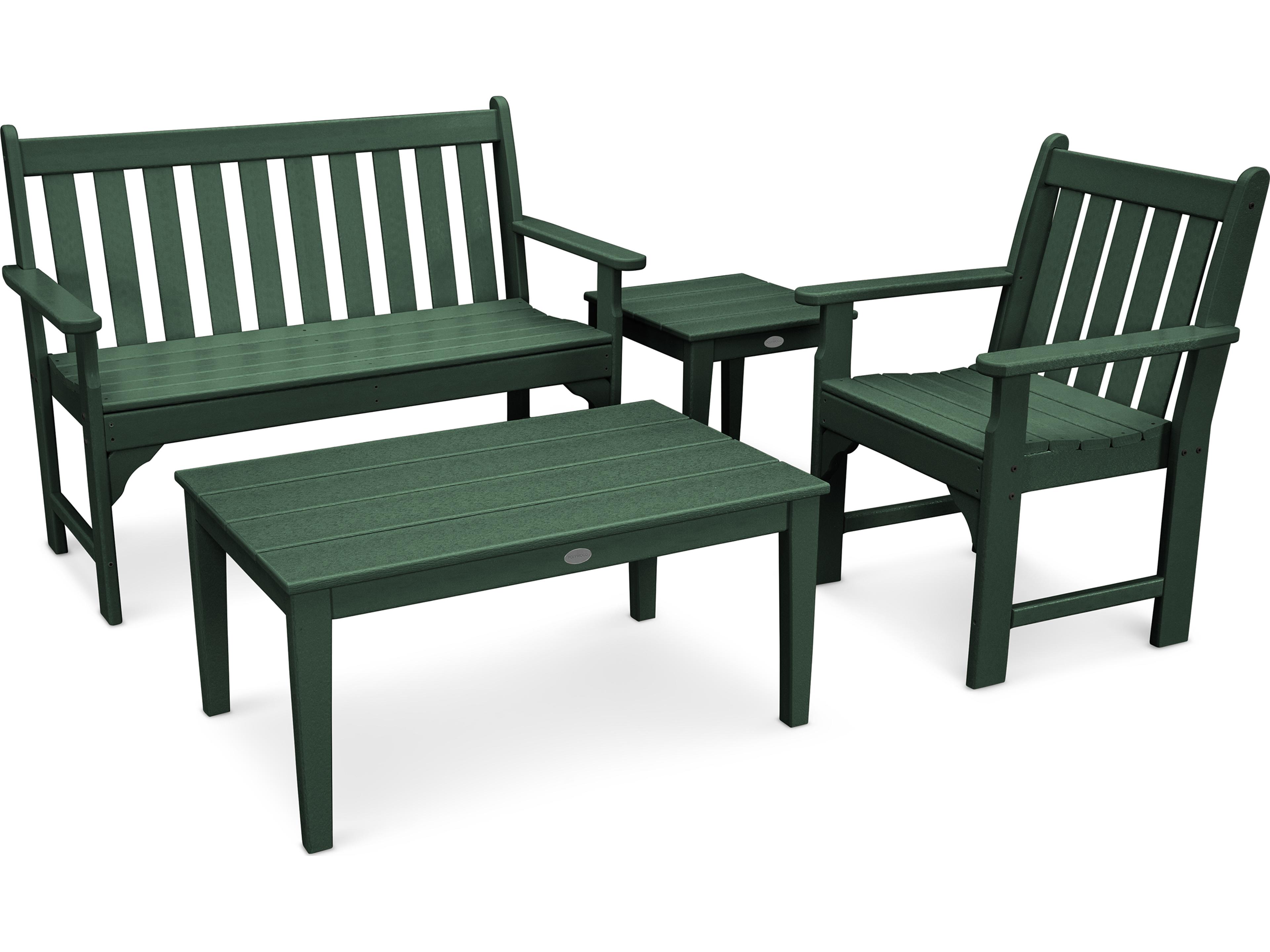 POLYWOOD® Vineyard Deep Seating Recycled Plastic 4 Piece Outdoor Patio Lounge Set