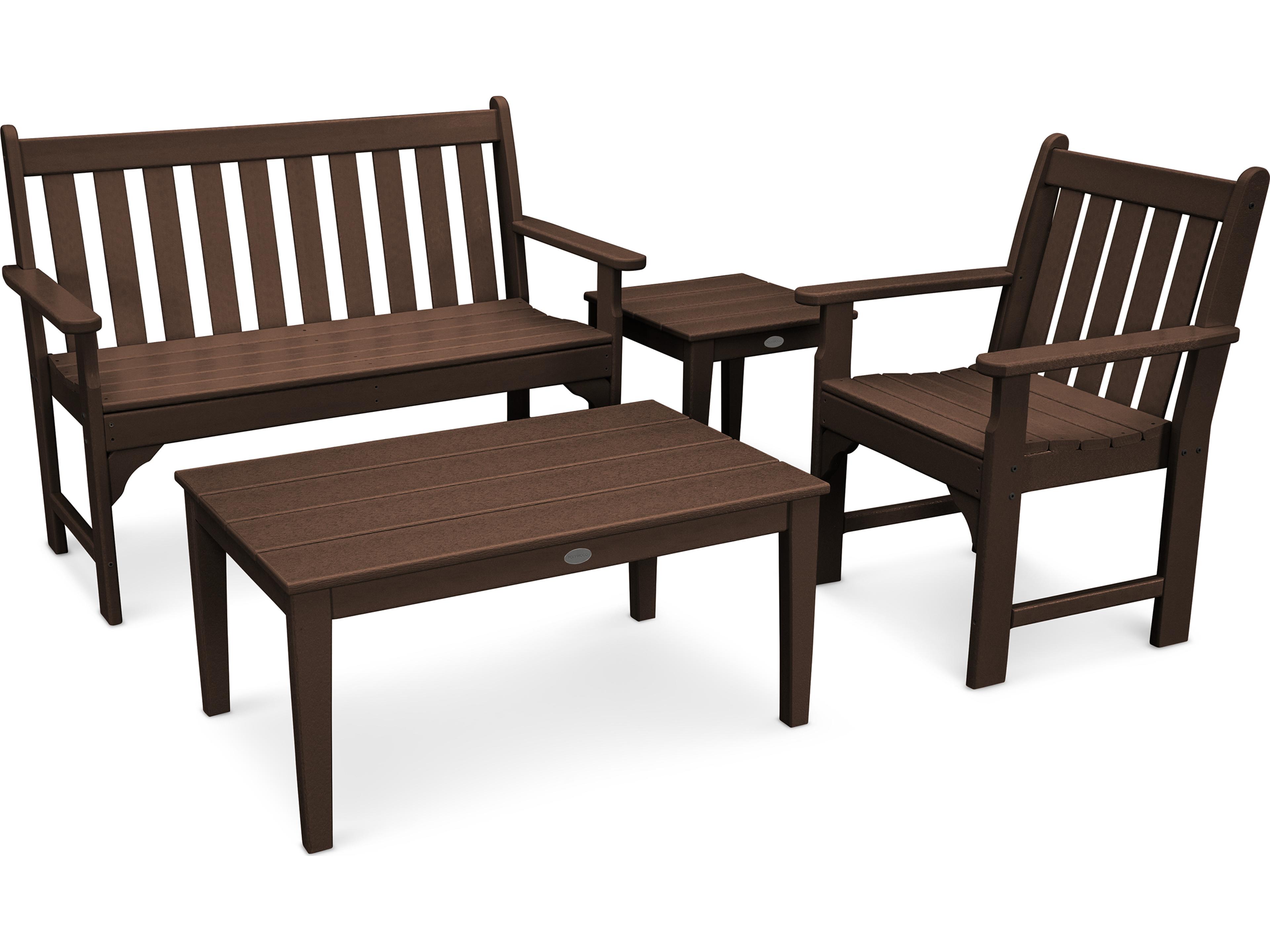 POLYWOOD® Vineyard Deep Seating Recycled Plastic 4 Piece Outdoor Patio Lounge Set