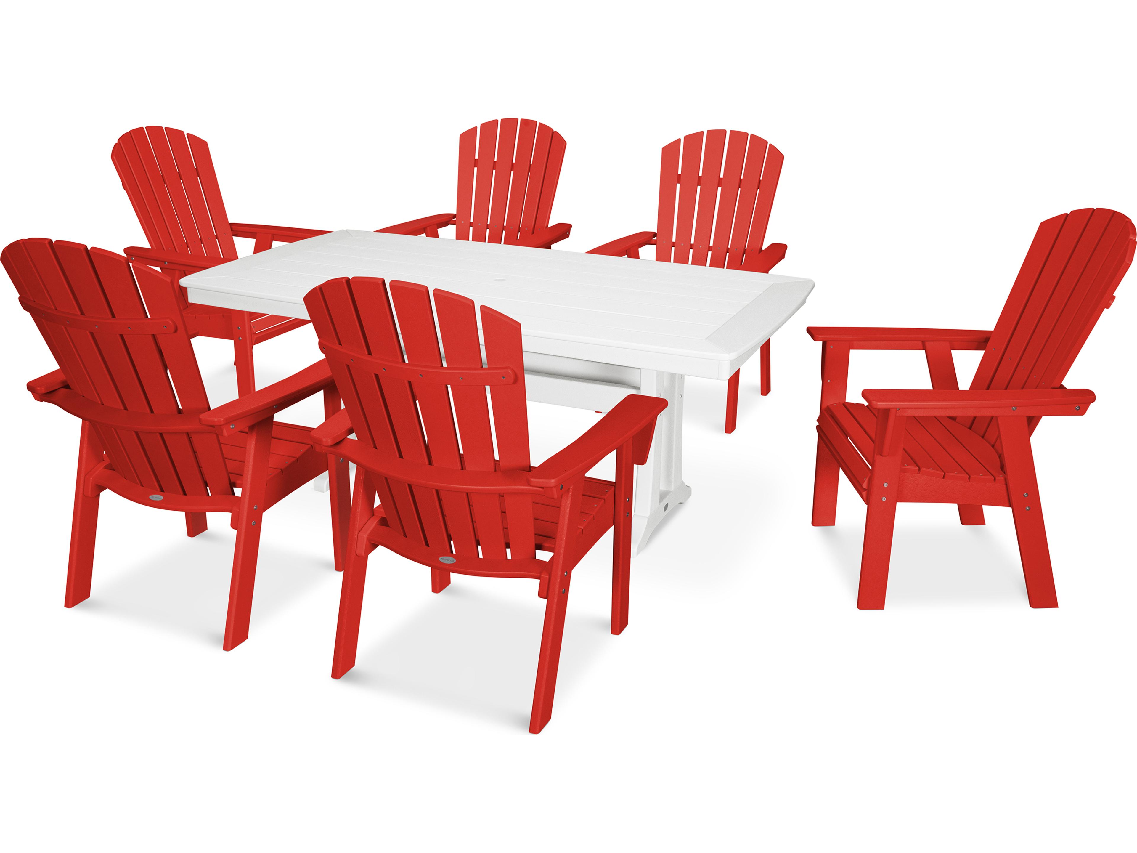 Nautical Recycled Plastic 7 Piece Trestle Outdoor Patio Dining Set