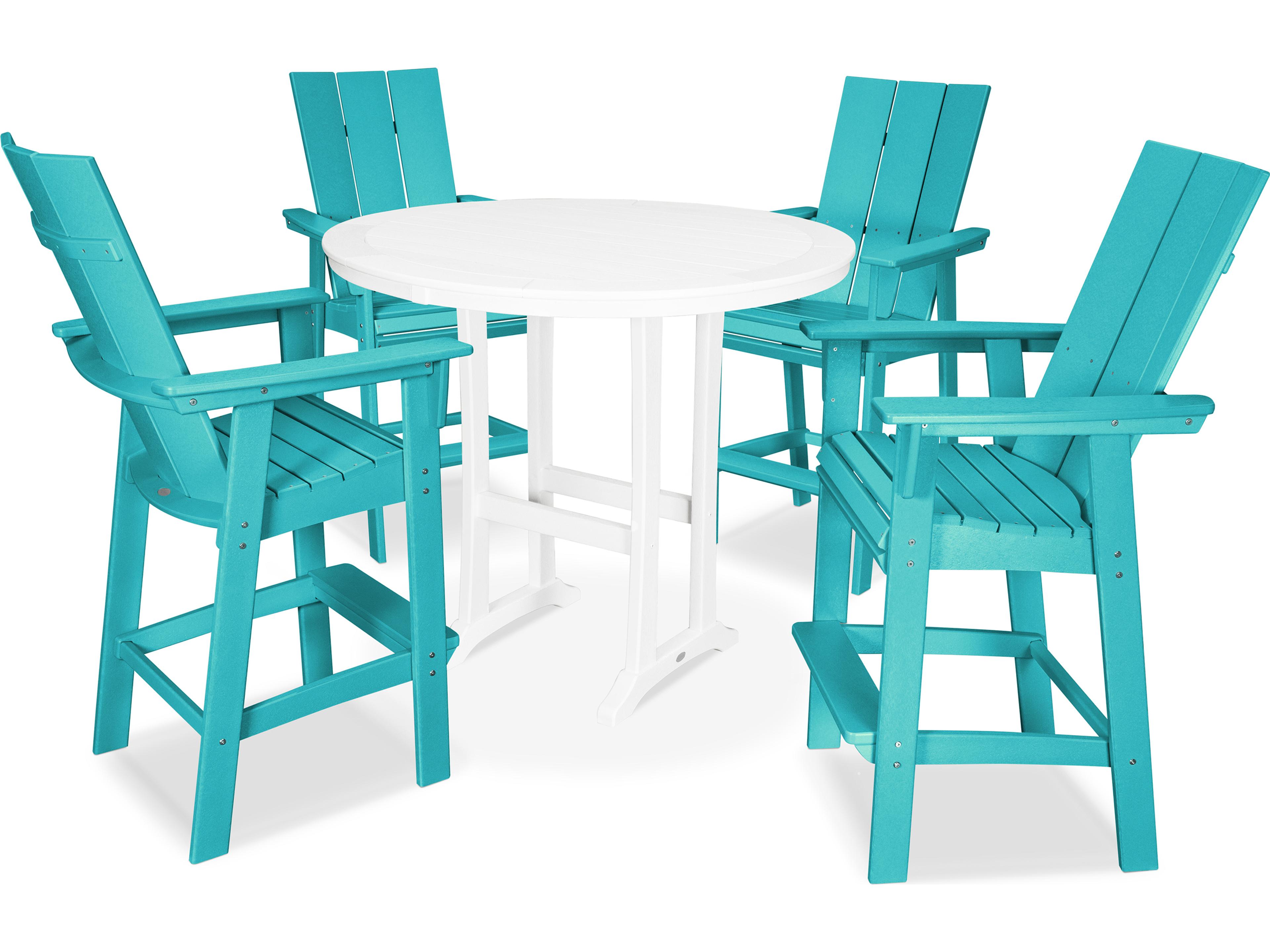 POLYWOOD® Modern Recycled Plastic 5 Piece Nautical Trestle Bar Set