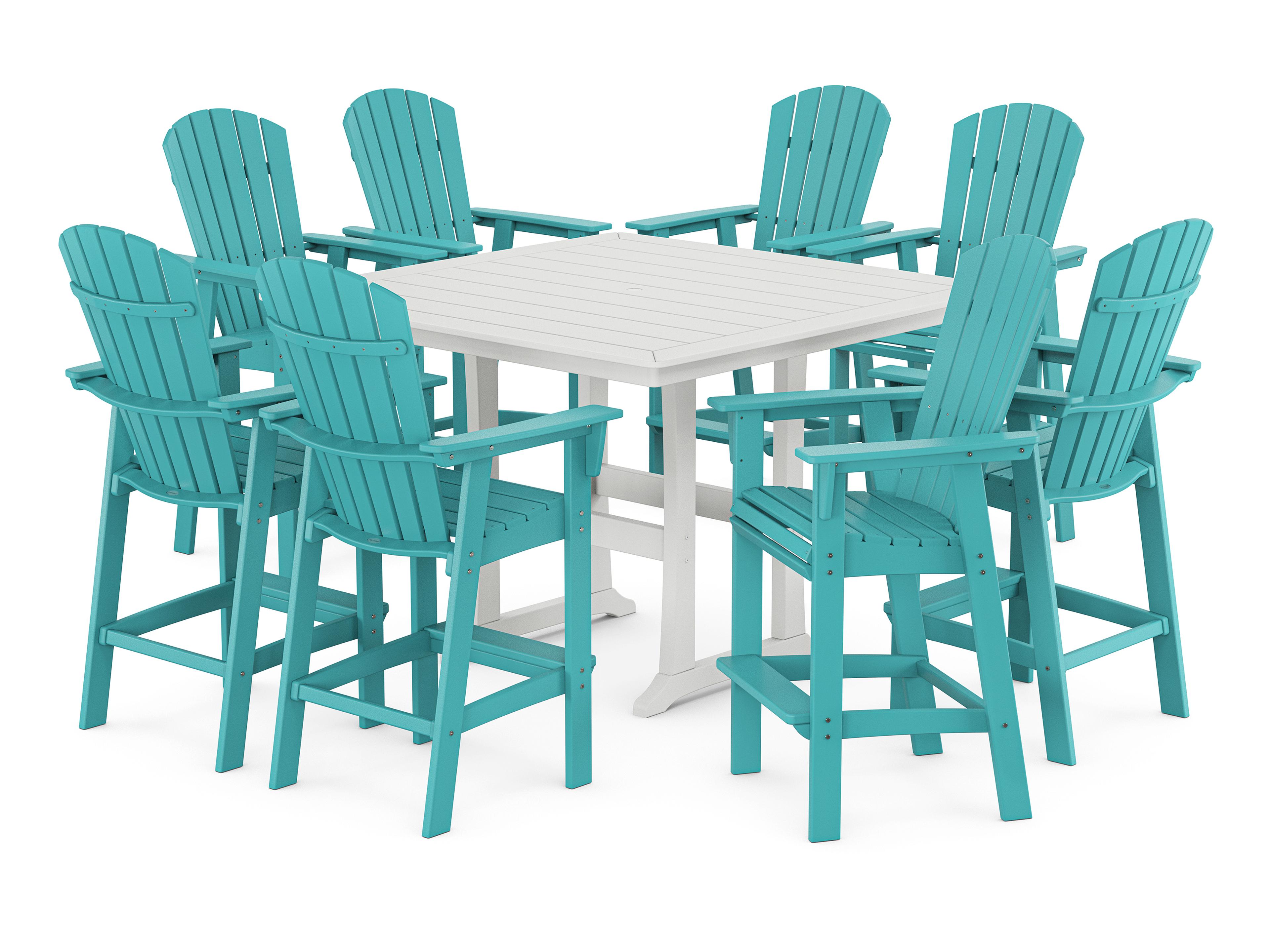 POLYWOOD® Nautical Recycled Plastic Curvedback 9 Piece Bar Set