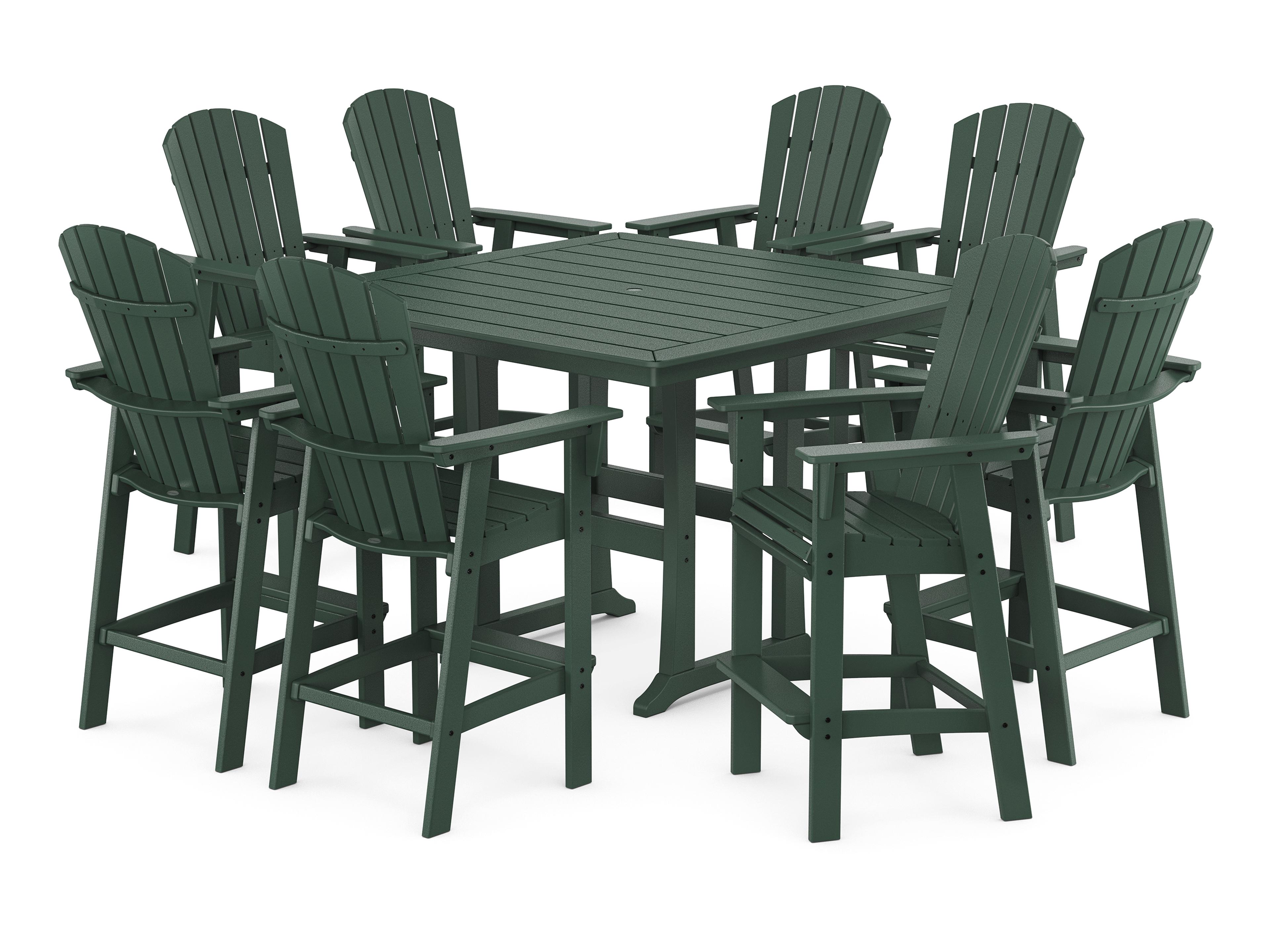 POLYWOOD® Nautical Recycled Plastic Curvedback 9 Piece Bar Set