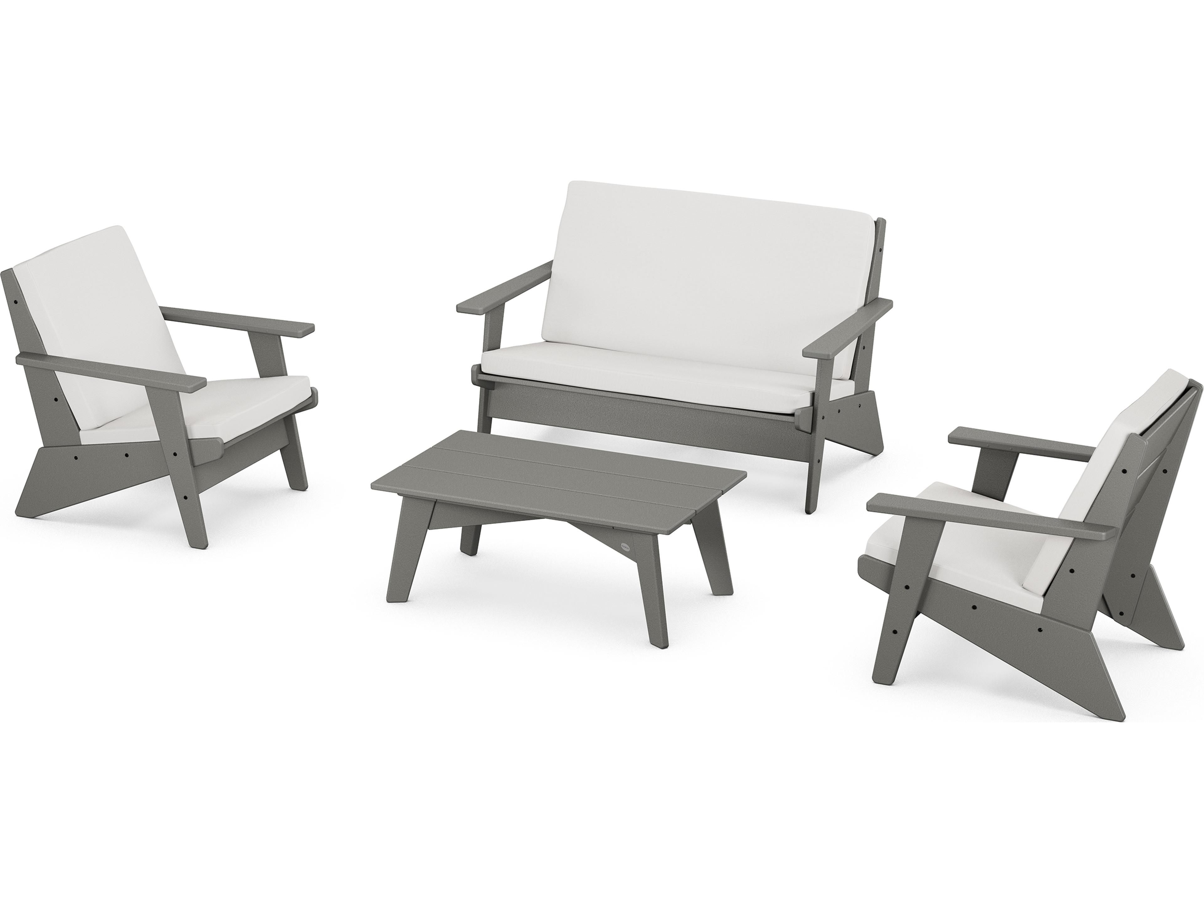 POLYWOOD® Riviera Modern Recycled Plastic 4 Piece Outdoor Lounge Set