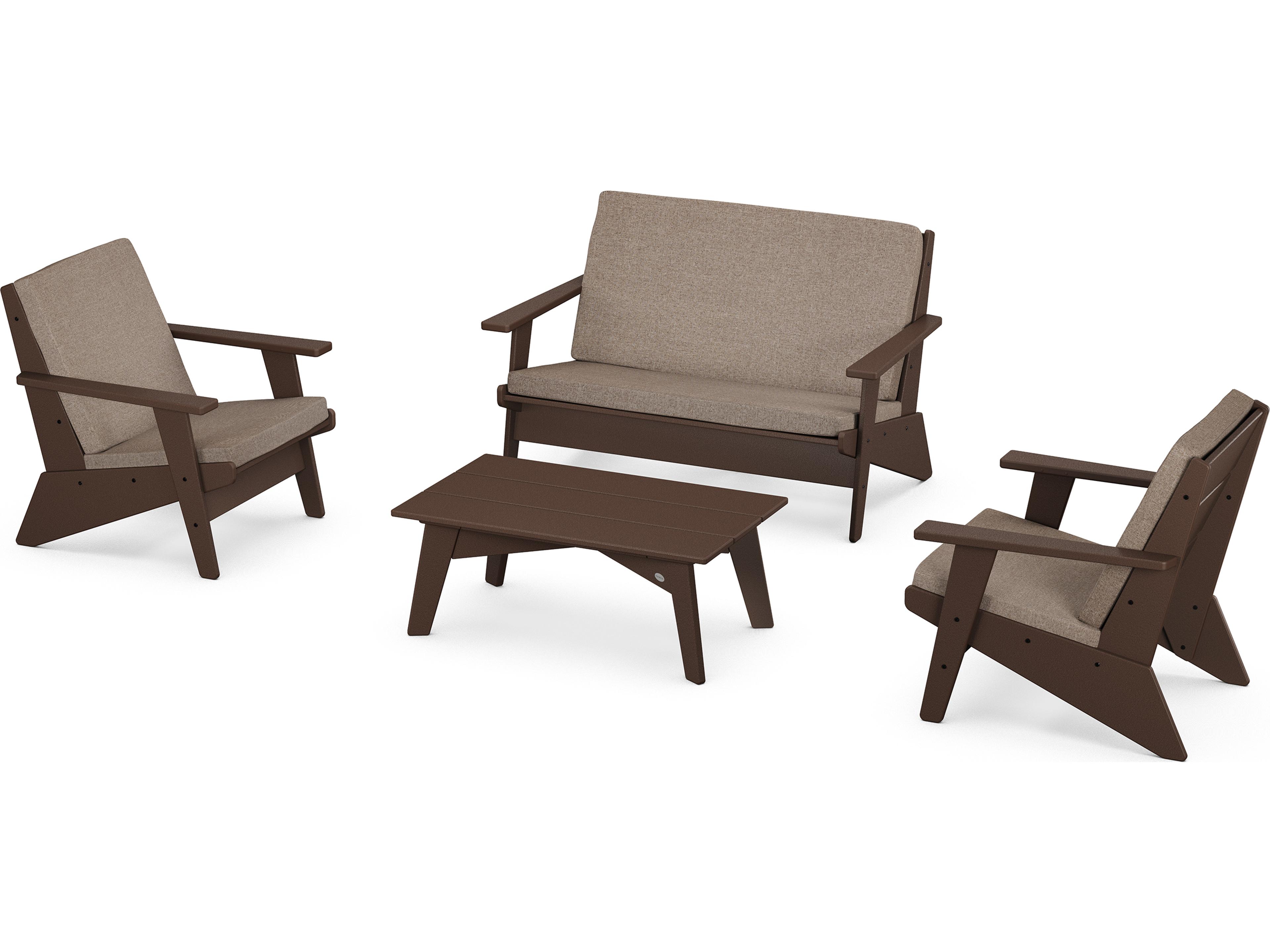 POLYWOOD® Riviera Modern Recycled Plastic 4 Piece Outdoor Lounge Set