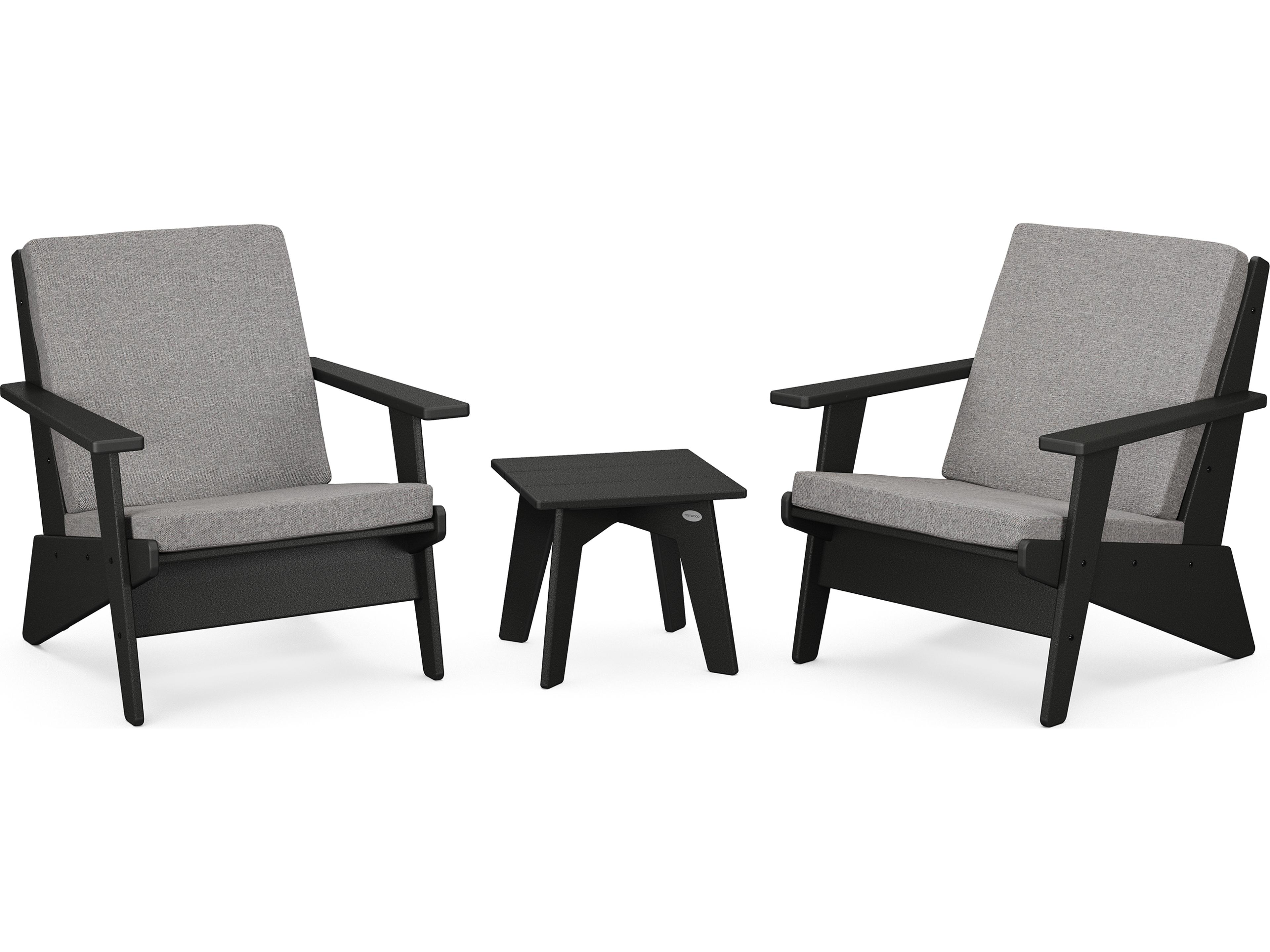 Riviera Modern Recycled Plastic 3 Piece Outdoor Patio Lounge Set