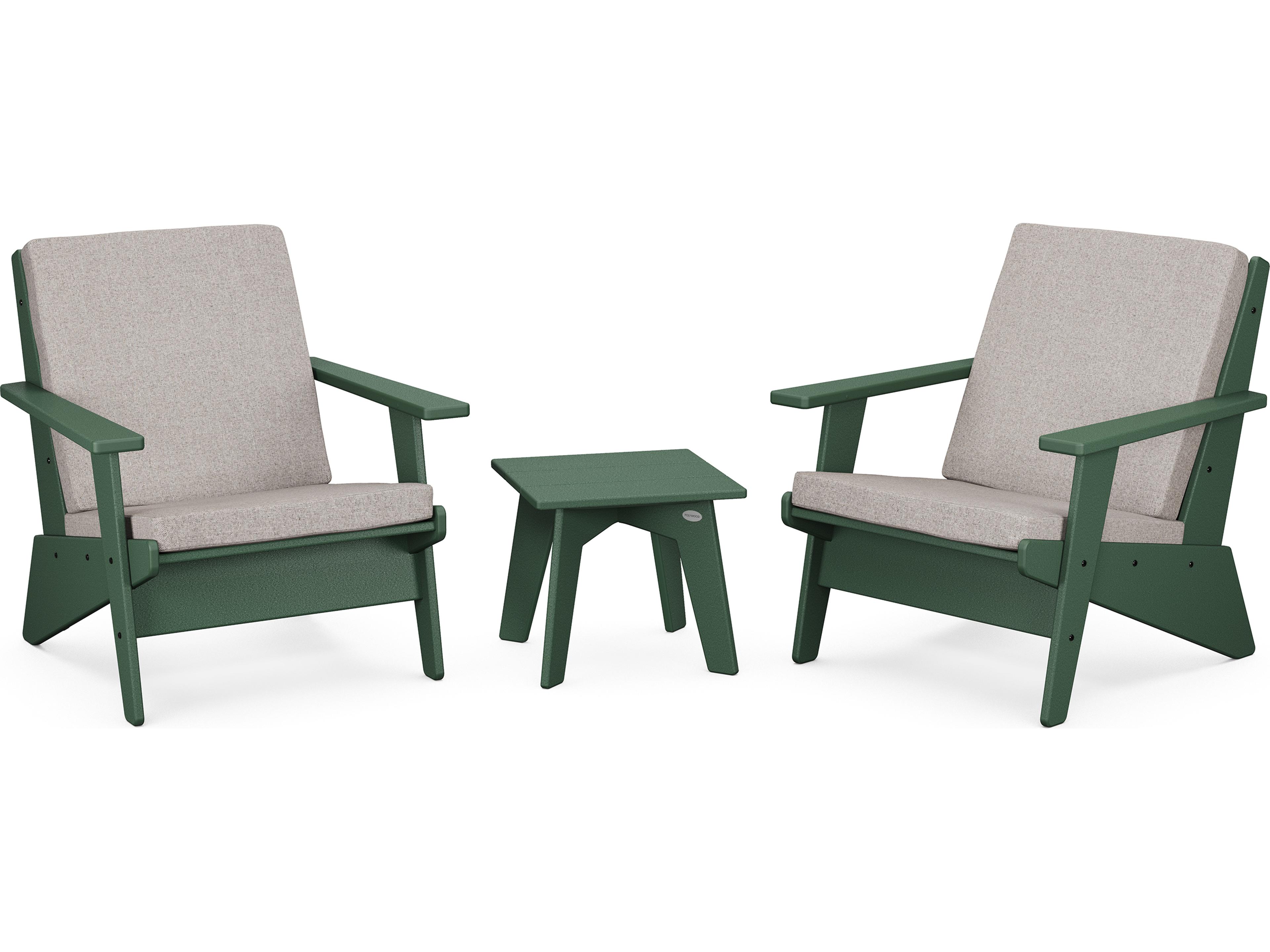 POLYWOOD® Riviera Modern Recycled Plastic 3 Piece Outdoor Patio Lounge Set