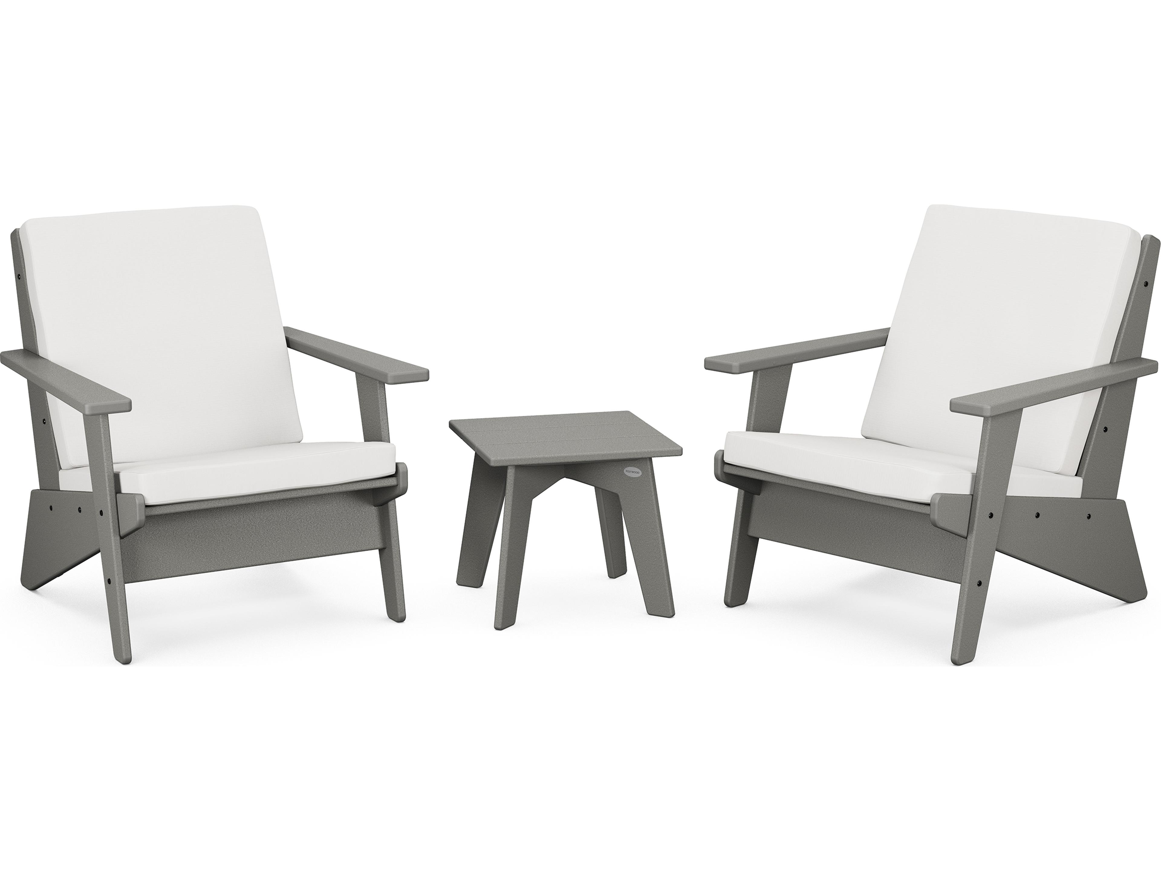 POLYWOOD® Riviera Modern Recycled Plastic 3 Piece Outdoor Patio Lounge Set