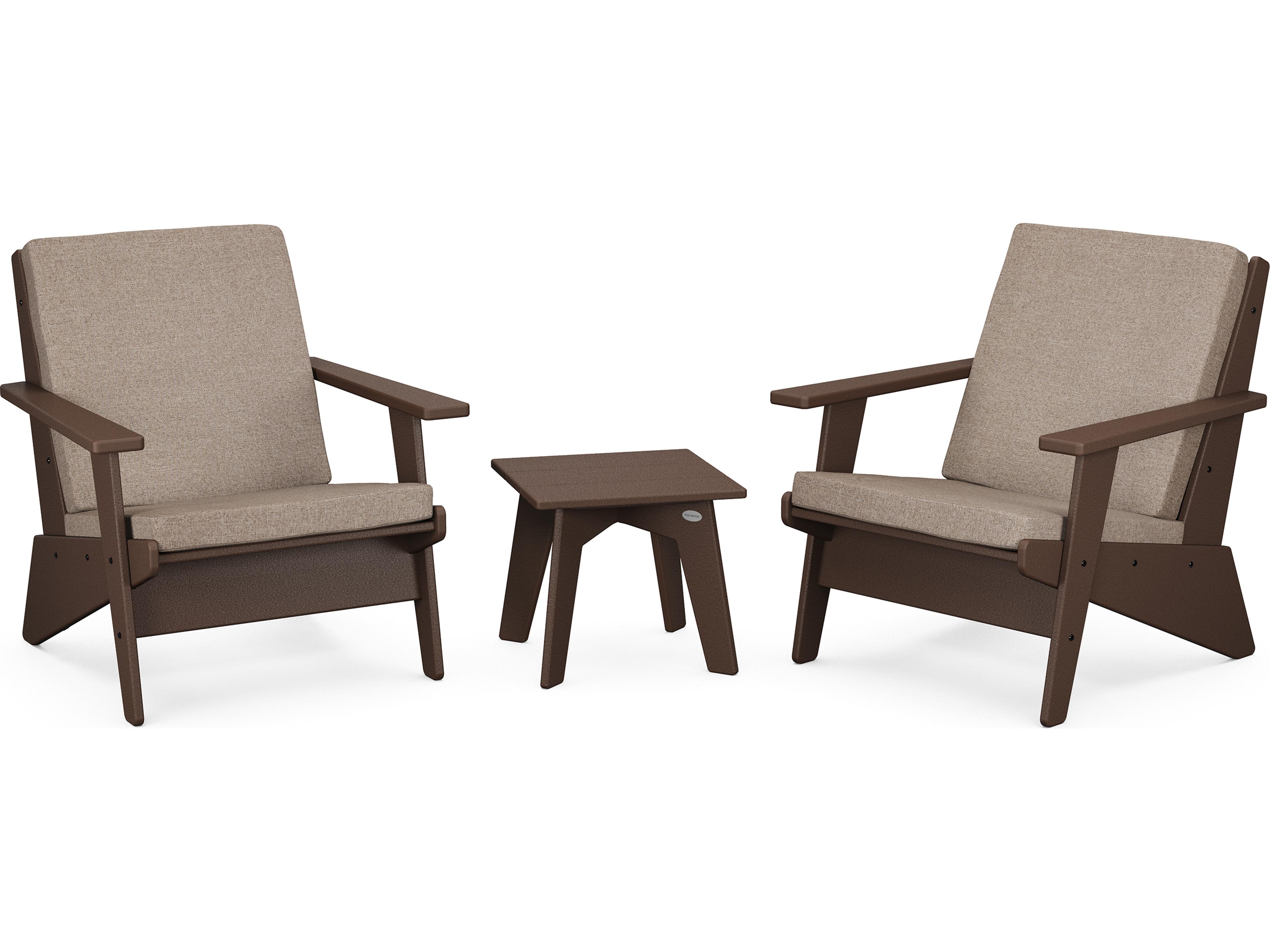 POLYWOOD® Riviera Modern Recycled Plastic 3 Piece Outdoor Patio Lounge Set