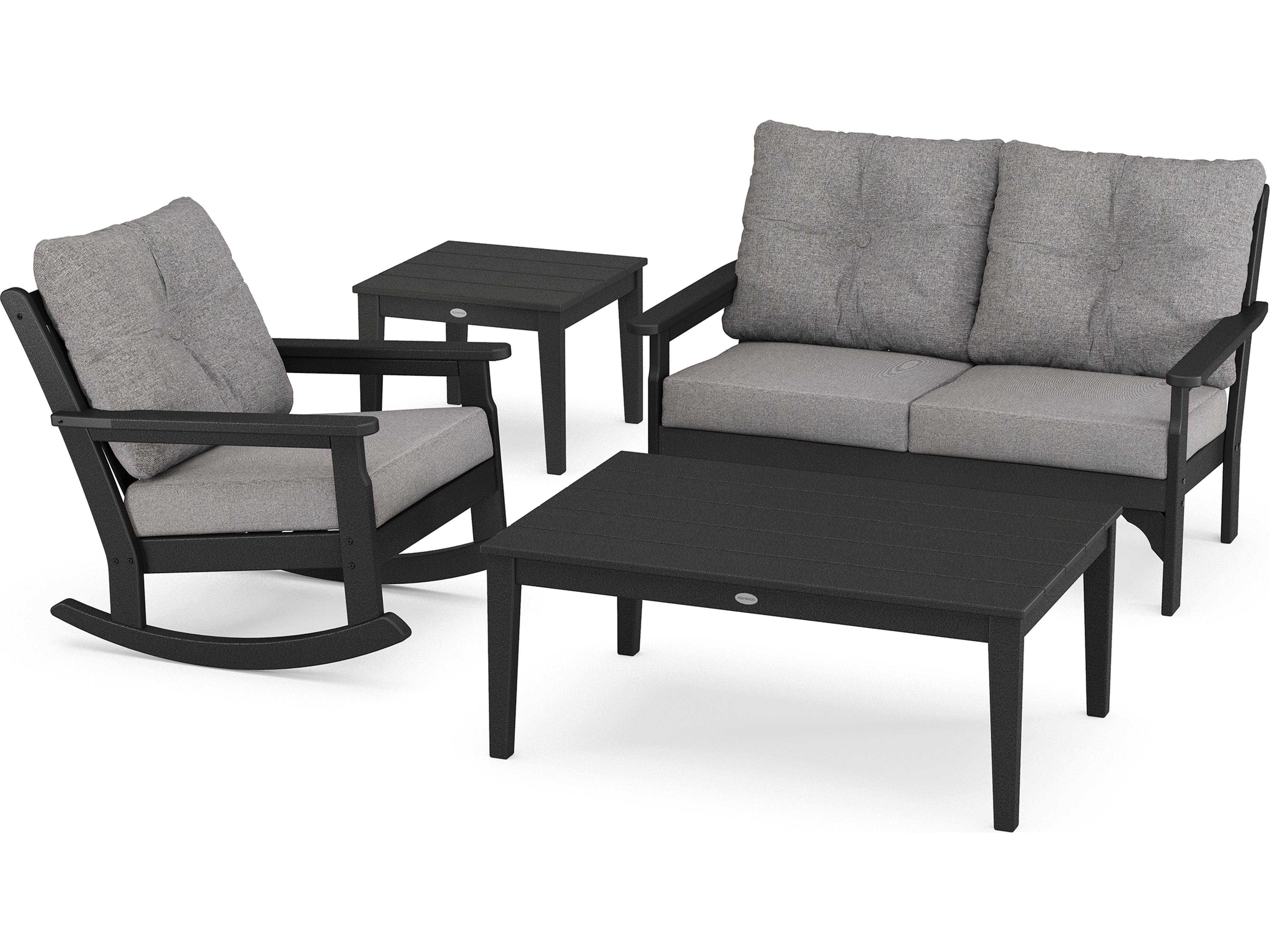 Vineyard Recycled Plastic 4 Deep Seating Rocker Outdoor Lounge Set