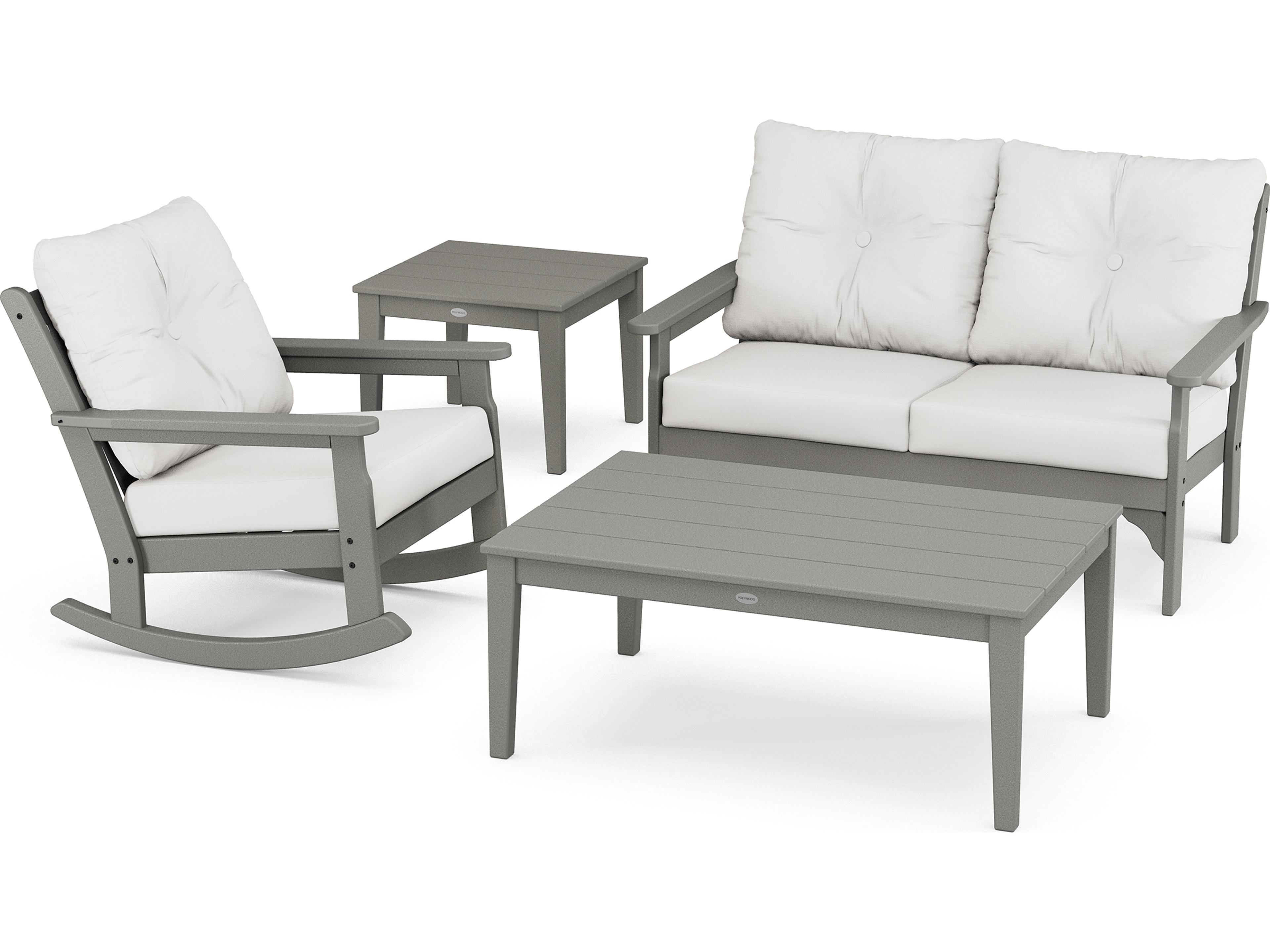 POLYWOOD® Vineyard Recycled Plastic 4 Deep Seating Rocker Outdoor Lounge Set