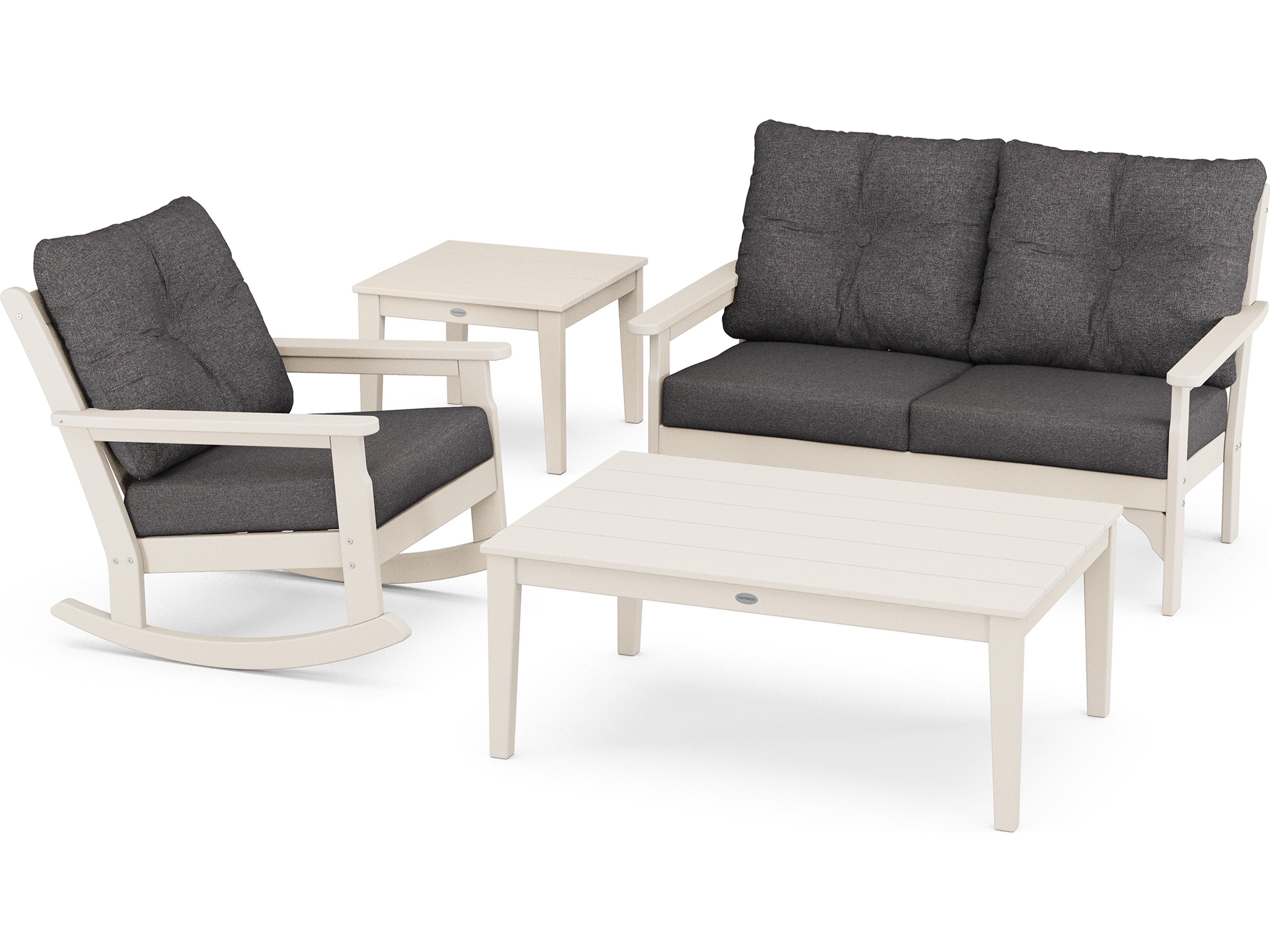 POLYWOOD® Vineyard Recycled Plastic 4 Deep Seating Rocker Outdoor Lounge Set