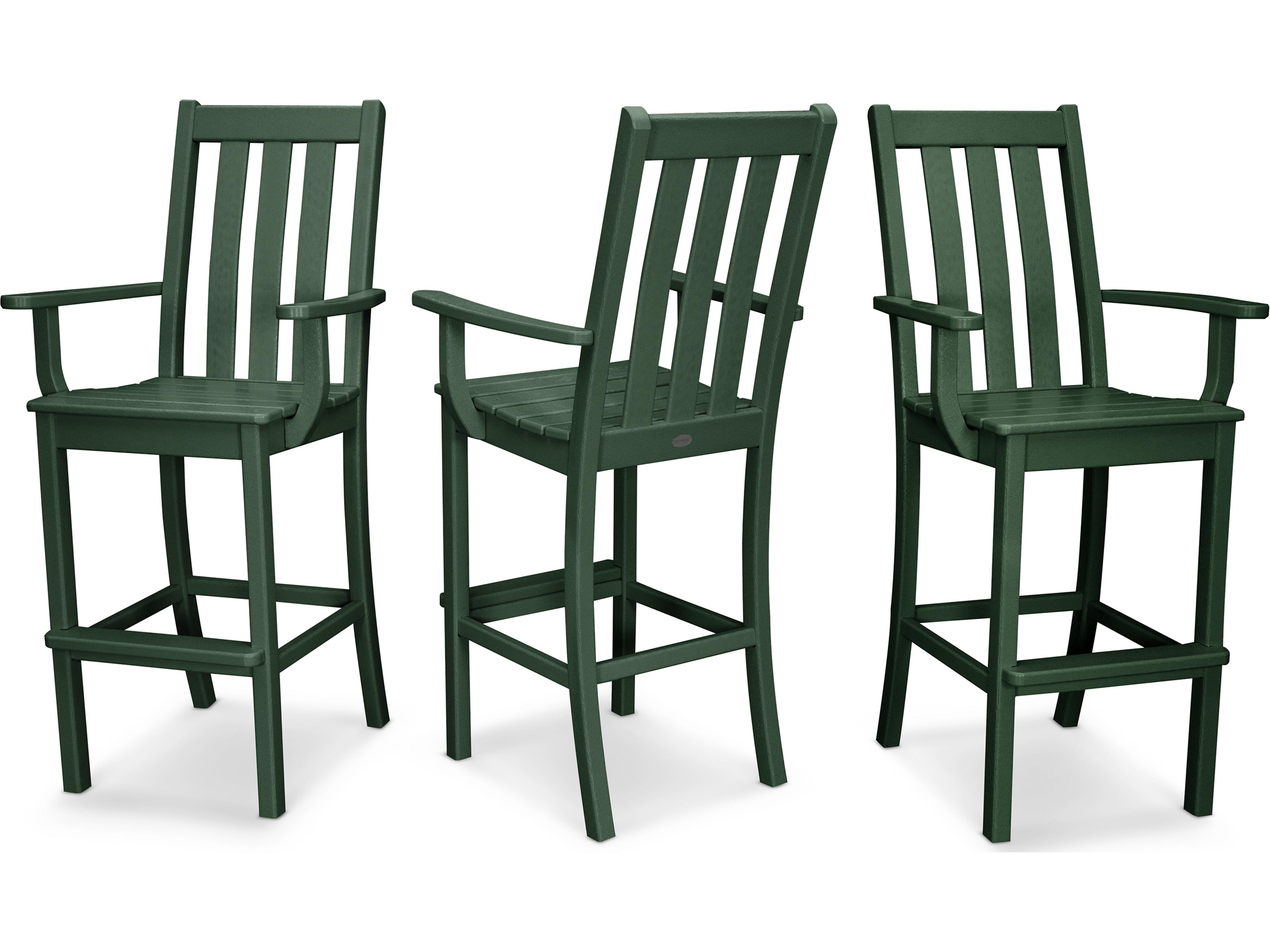 POLYWOOD® Vineyard Recycled Plastic 3 Pack Patio Bar Arm Chair