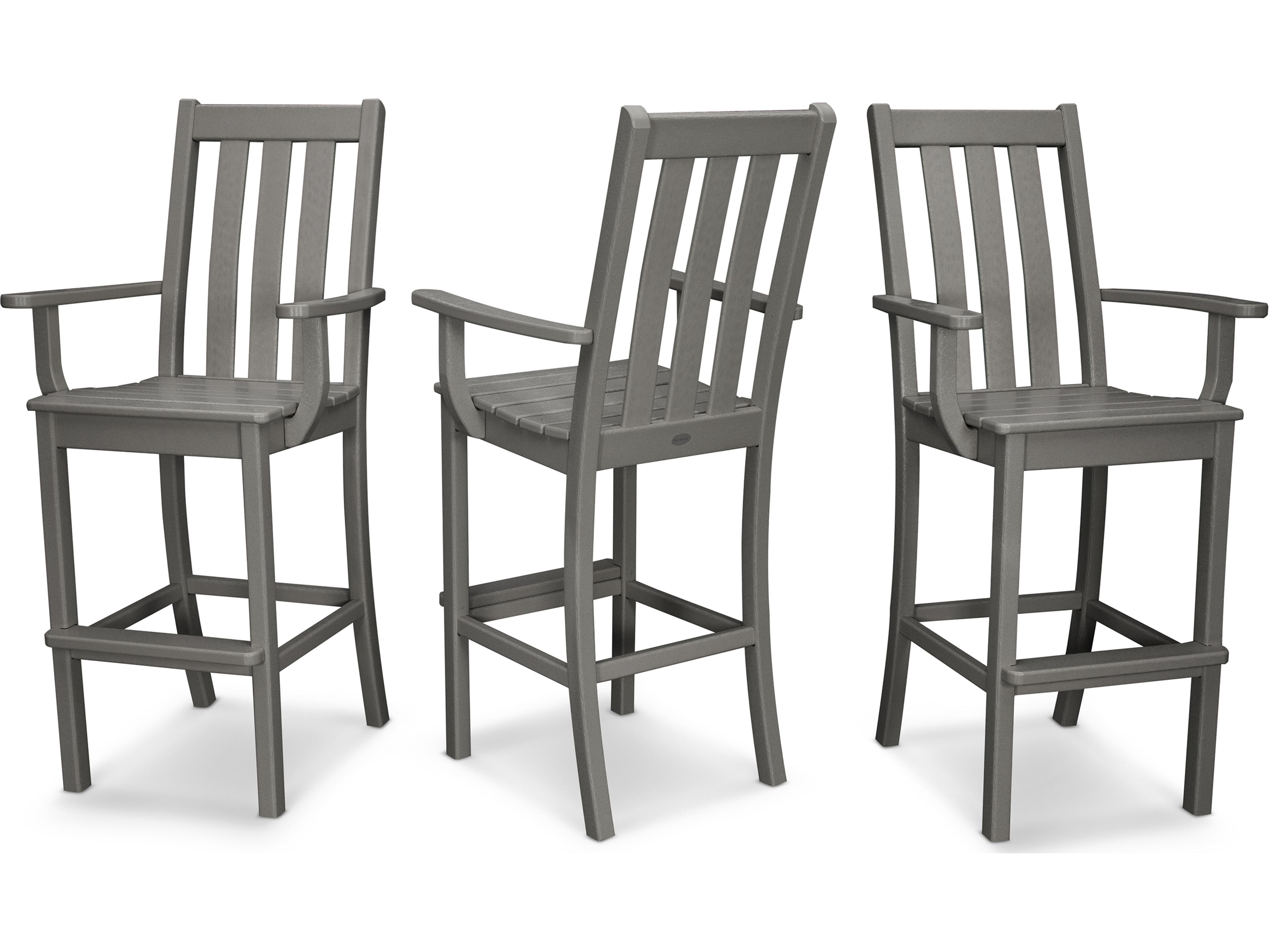 POLYWOOD® Vineyard Recycled Plastic 3 Pack Patio Bar Arm Chair