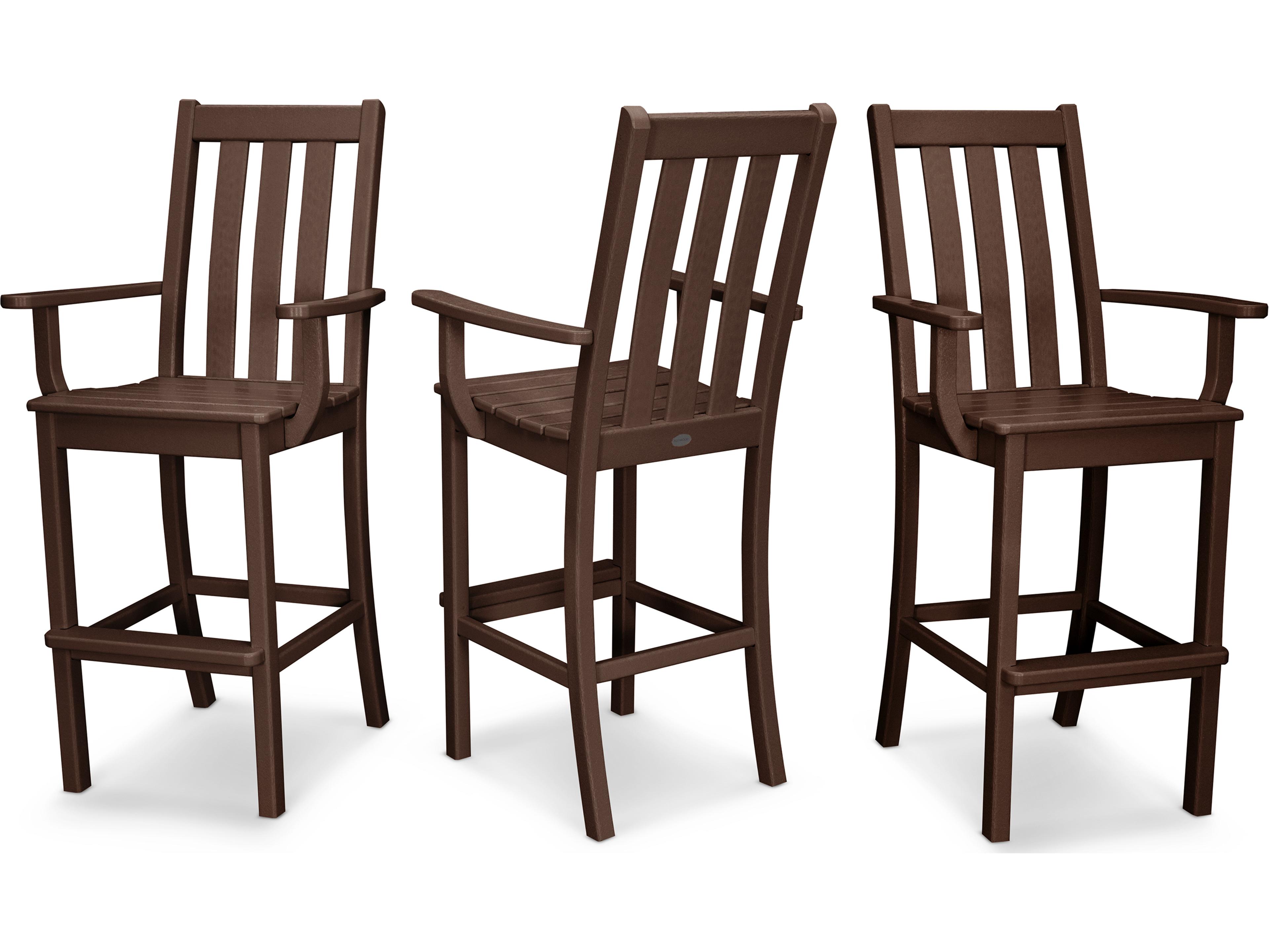 POLYWOOD® Vineyard Recycled Plastic 3 Pack Patio Bar Arm Chair