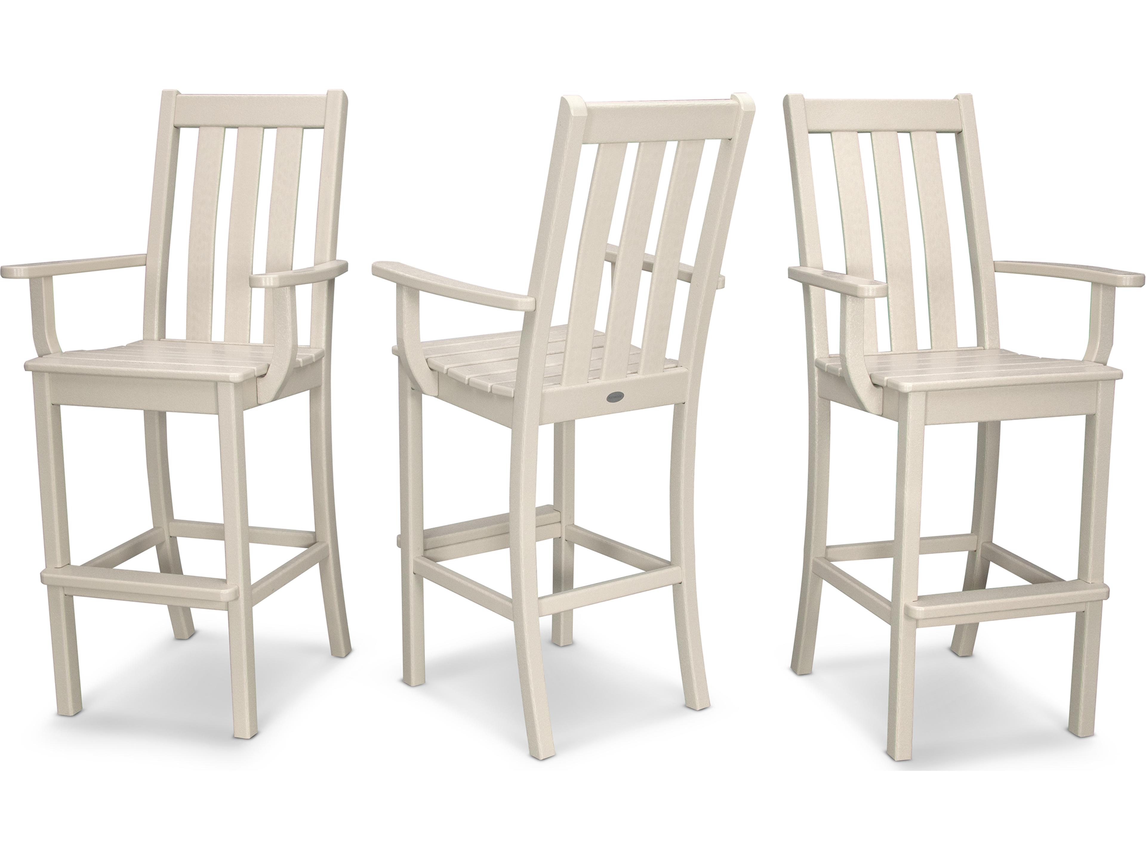 POLYWOOD® Vineyard Recycled Plastic 3 Pack Patio Bar Arm Chair