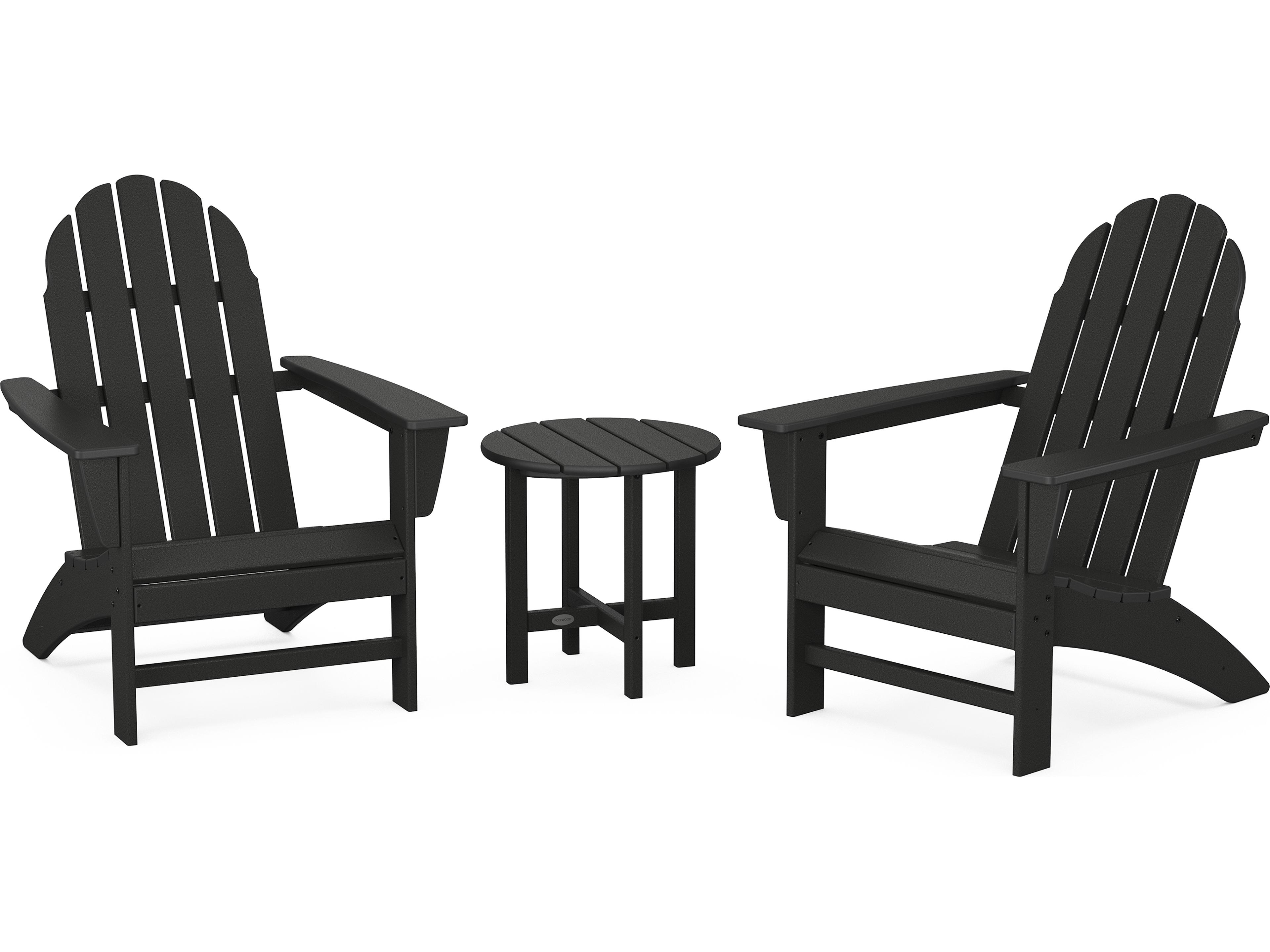 POLYWOOD® Vineyard Recycled Plastic 3 Piece Adirondack Outdoor Patio Lounge Set