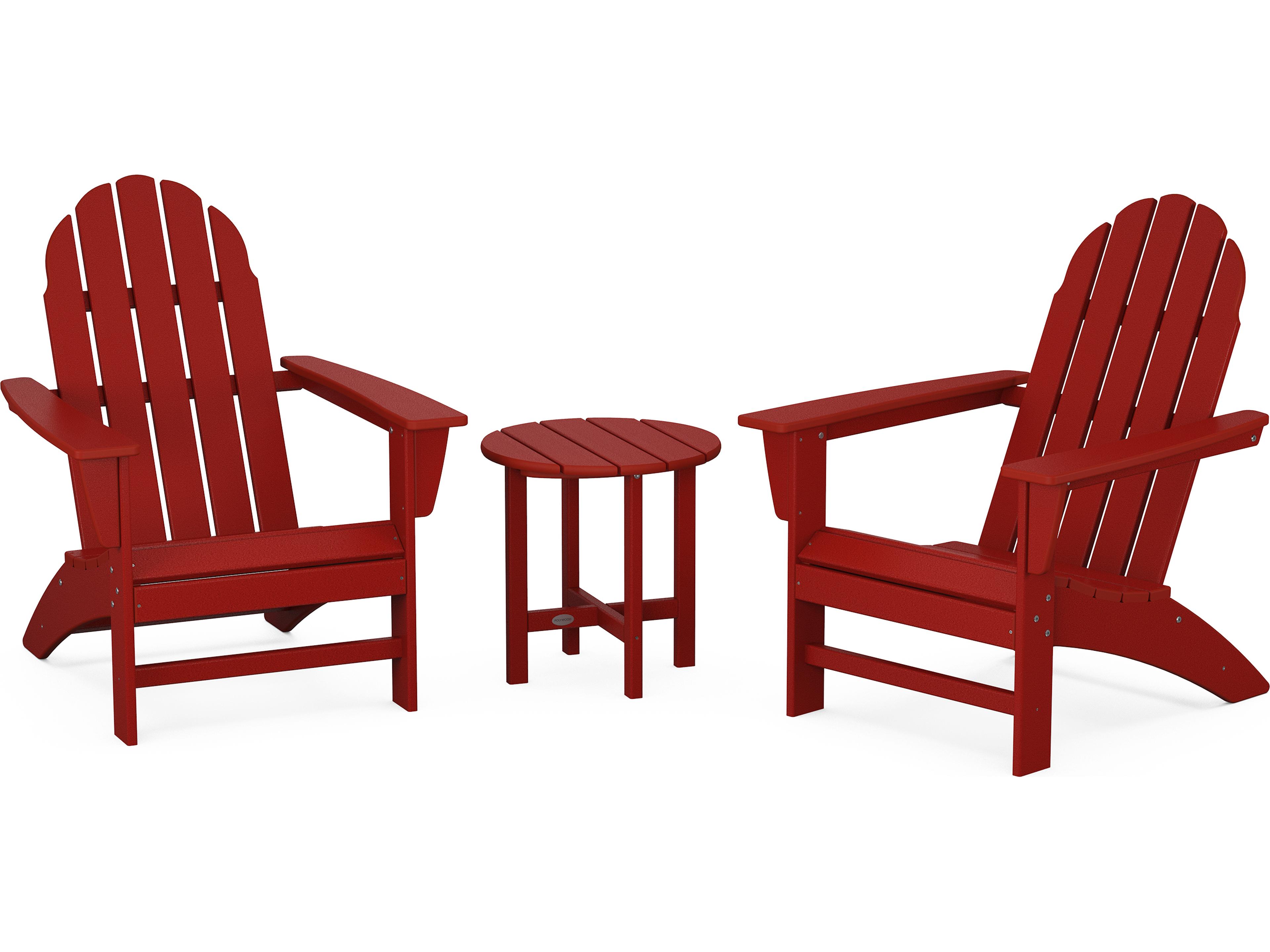 POLYWOOD® Vineyard Recycled Plastic 3 Piece Adirondack Outdoor Patio Lounge Set