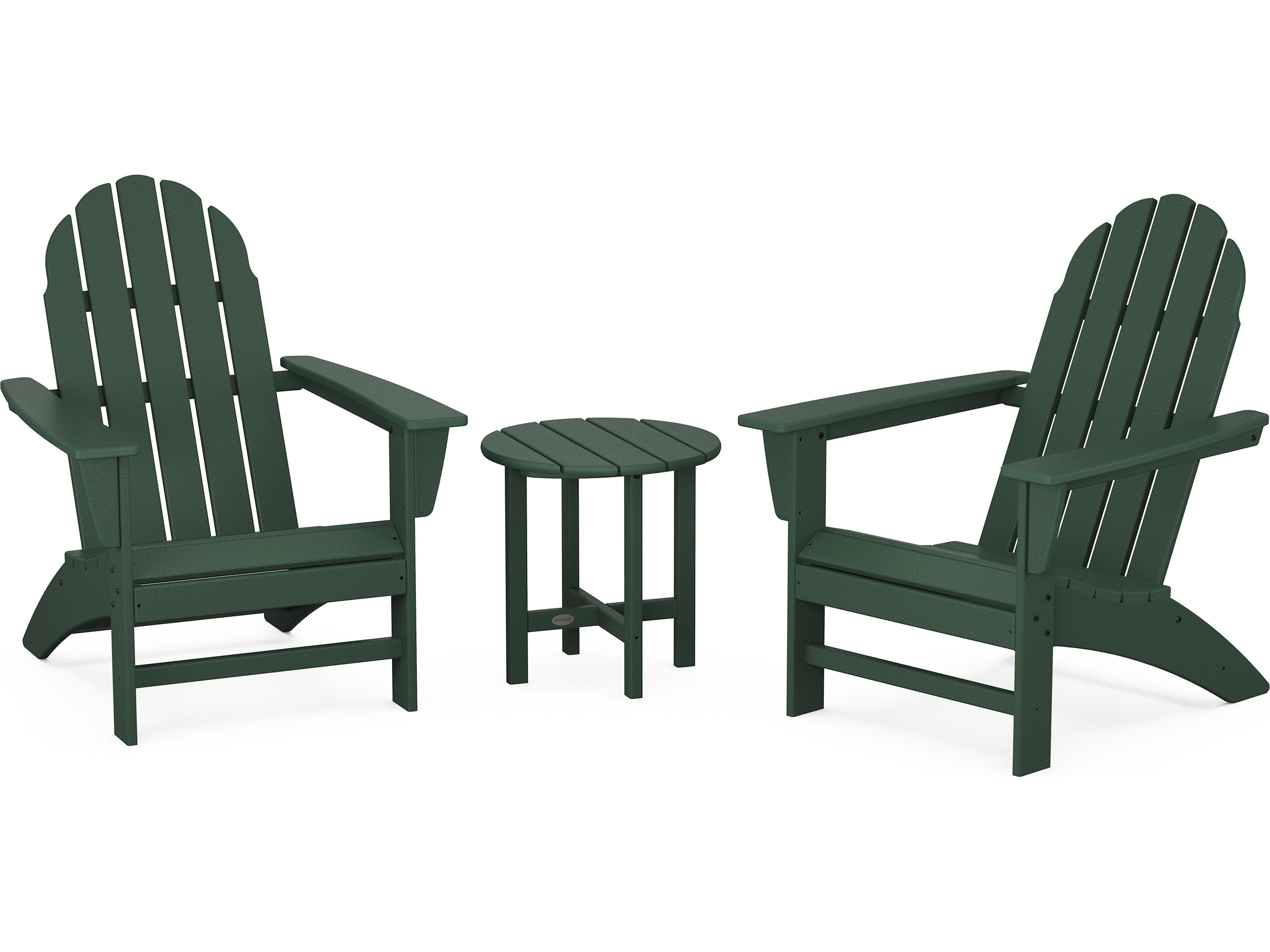 POLYWOOD® Vineyard Recycled Plastic 3 Piece Adirondack Outdoor Patio Lounge Set