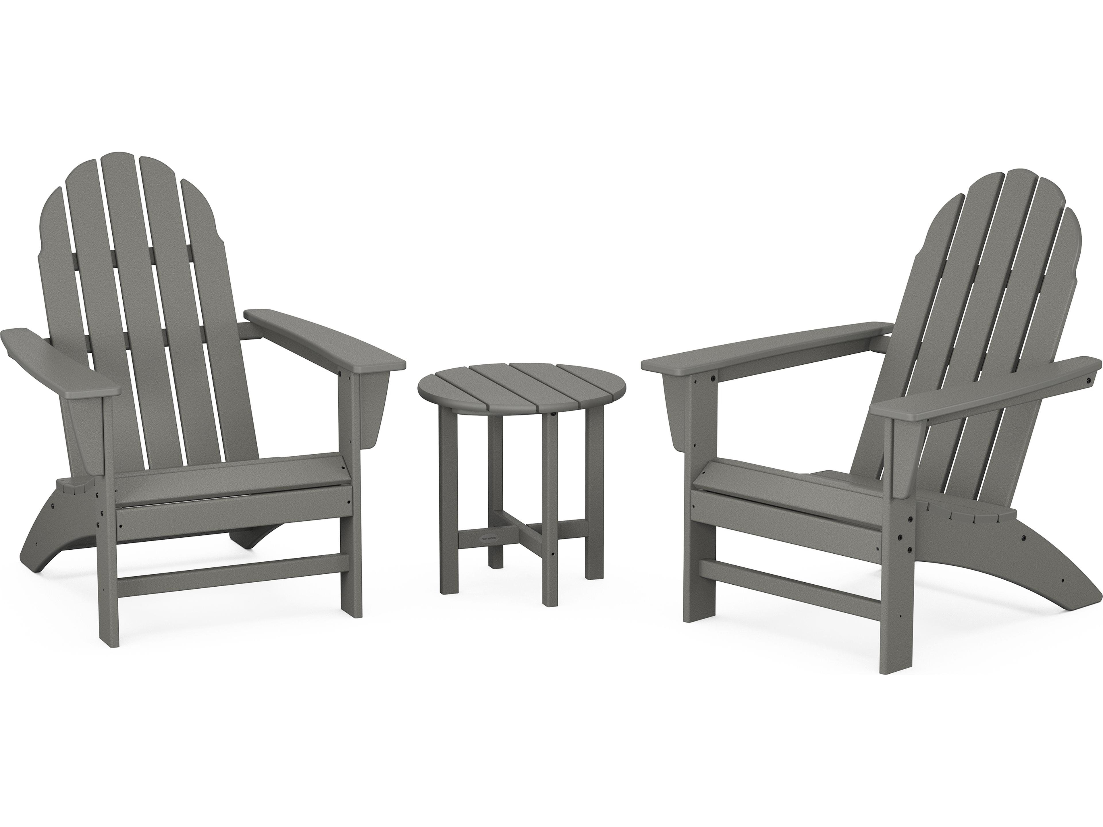 POLYWOOD® Vineyard Recycled Plastic 3 Piece Adirondack Outdoor Patio Lounge Set