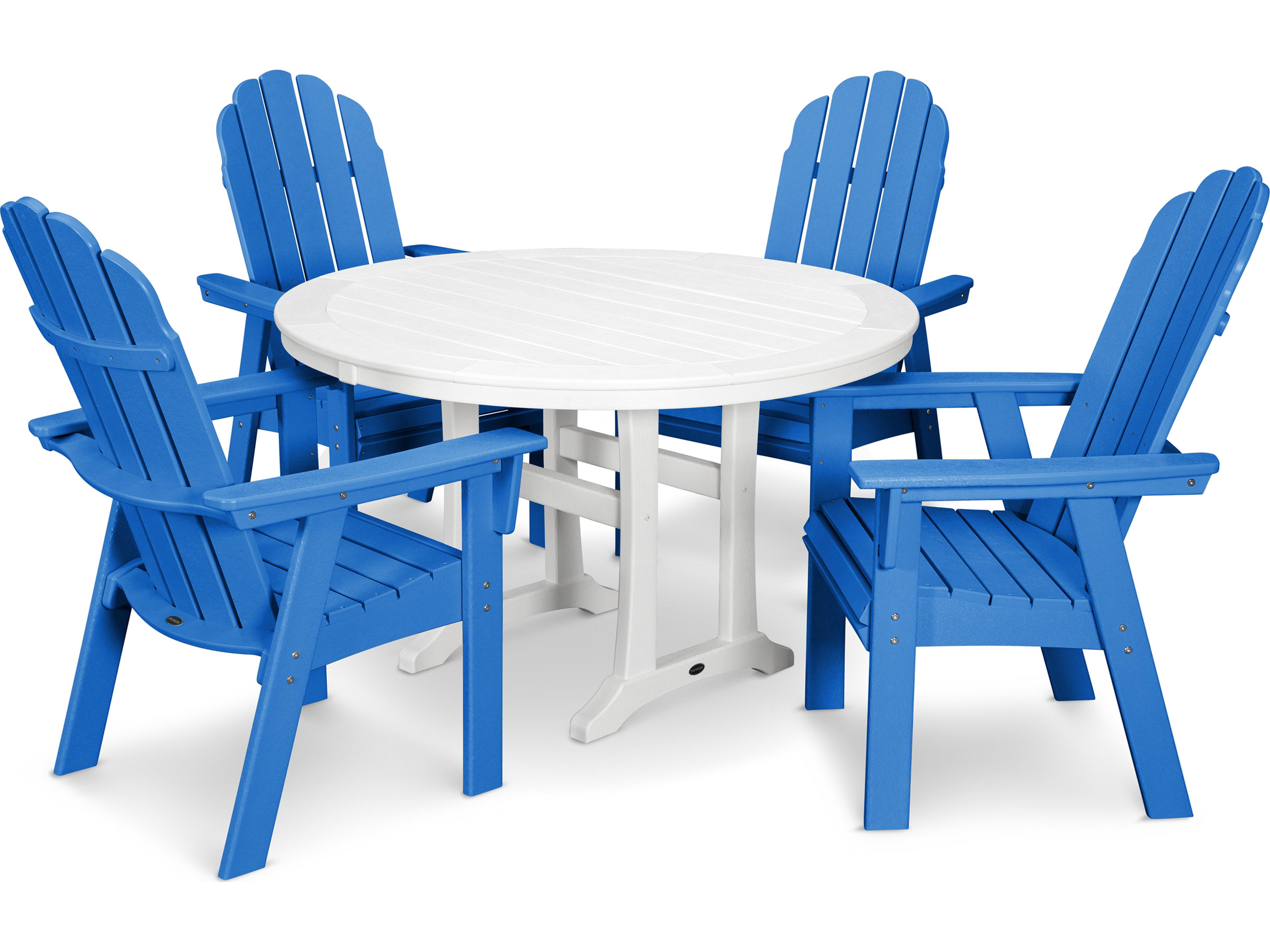 POLYWOOD® Vineyard Recycled Plastic 5 Nautical Trestle Outdoor Dining Set