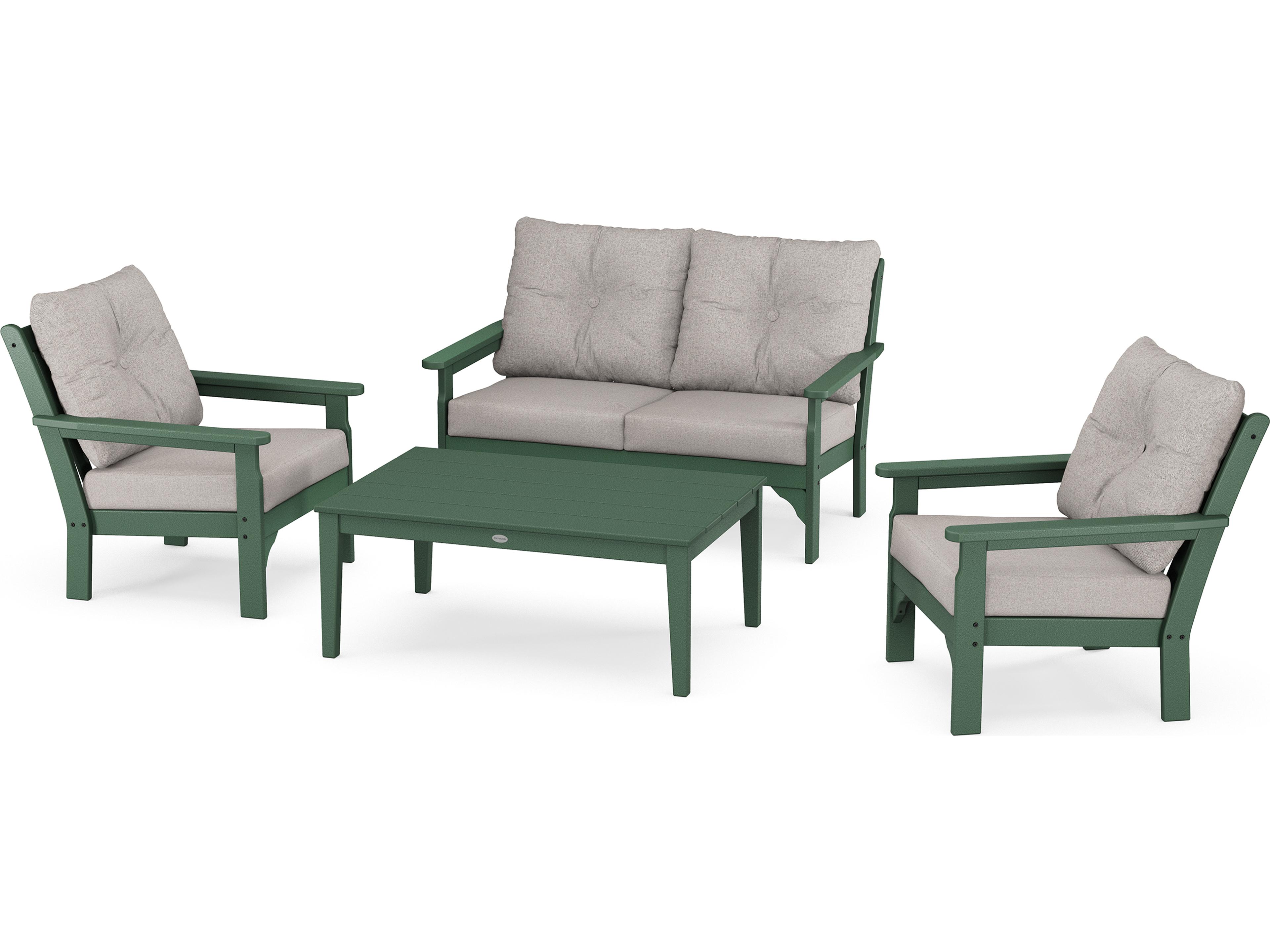 POLYWOOD® Vineyard Recycled Plastic 4-Piece Deep Seating Outdoor Patio Lounge Set