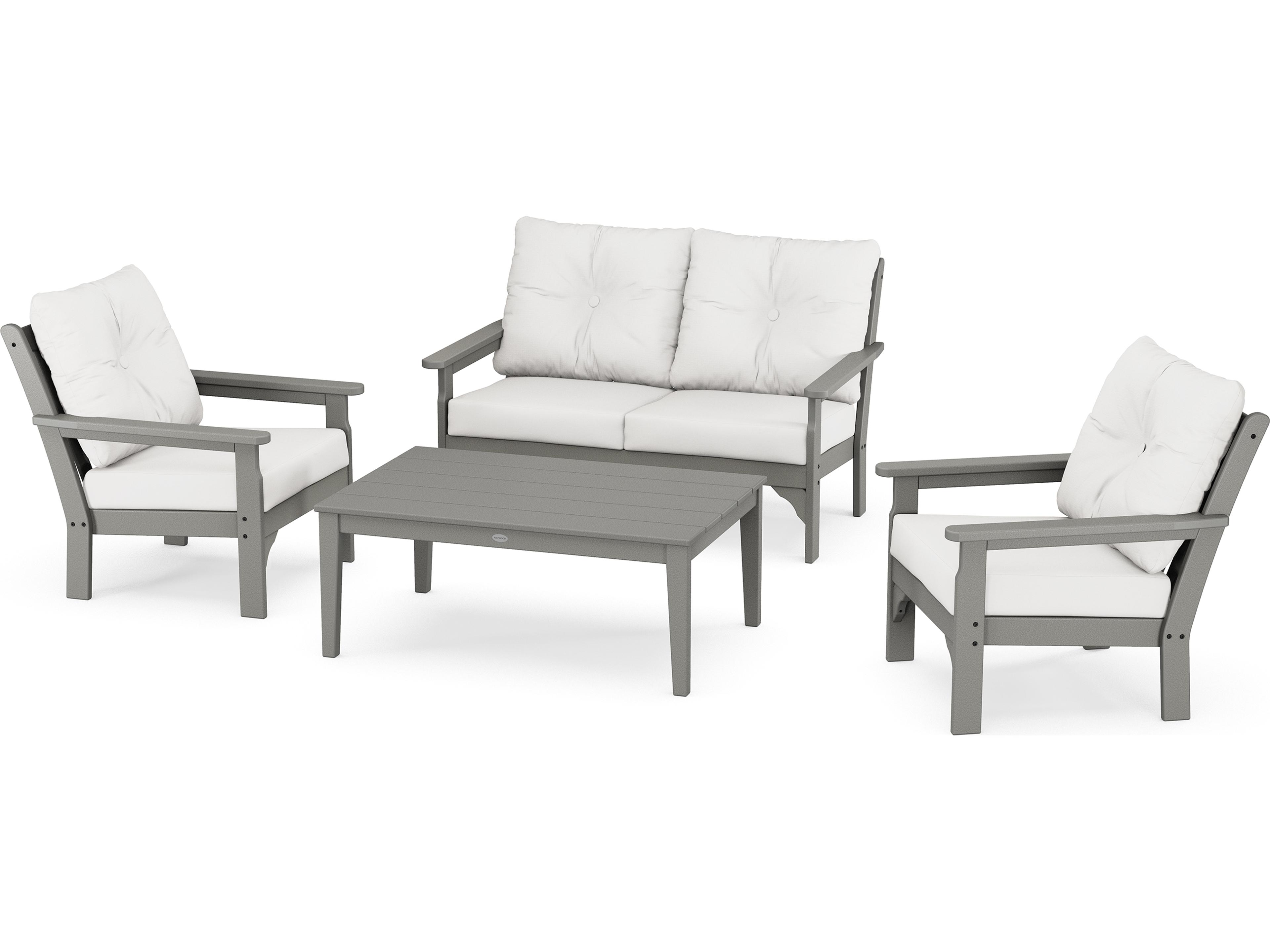 POLYWOOD® Vineyard Recycled Plastic 4-Piece Deep Seating Outdoor Patio Lounge Set