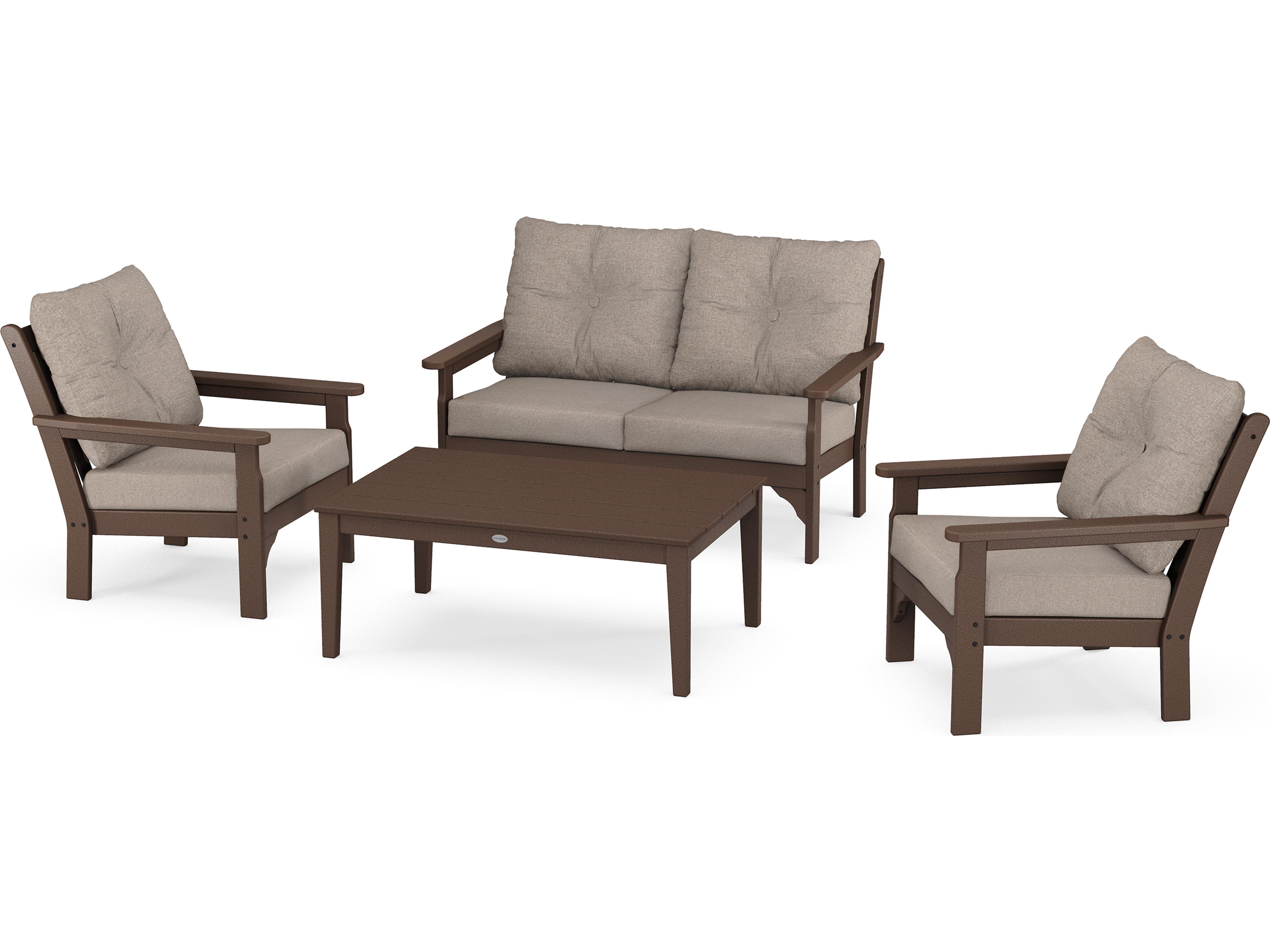 POLYWOOD® Vineyard Recycled Plastic 4-Piece Deep Seating Outdoor Patio Lounge Set