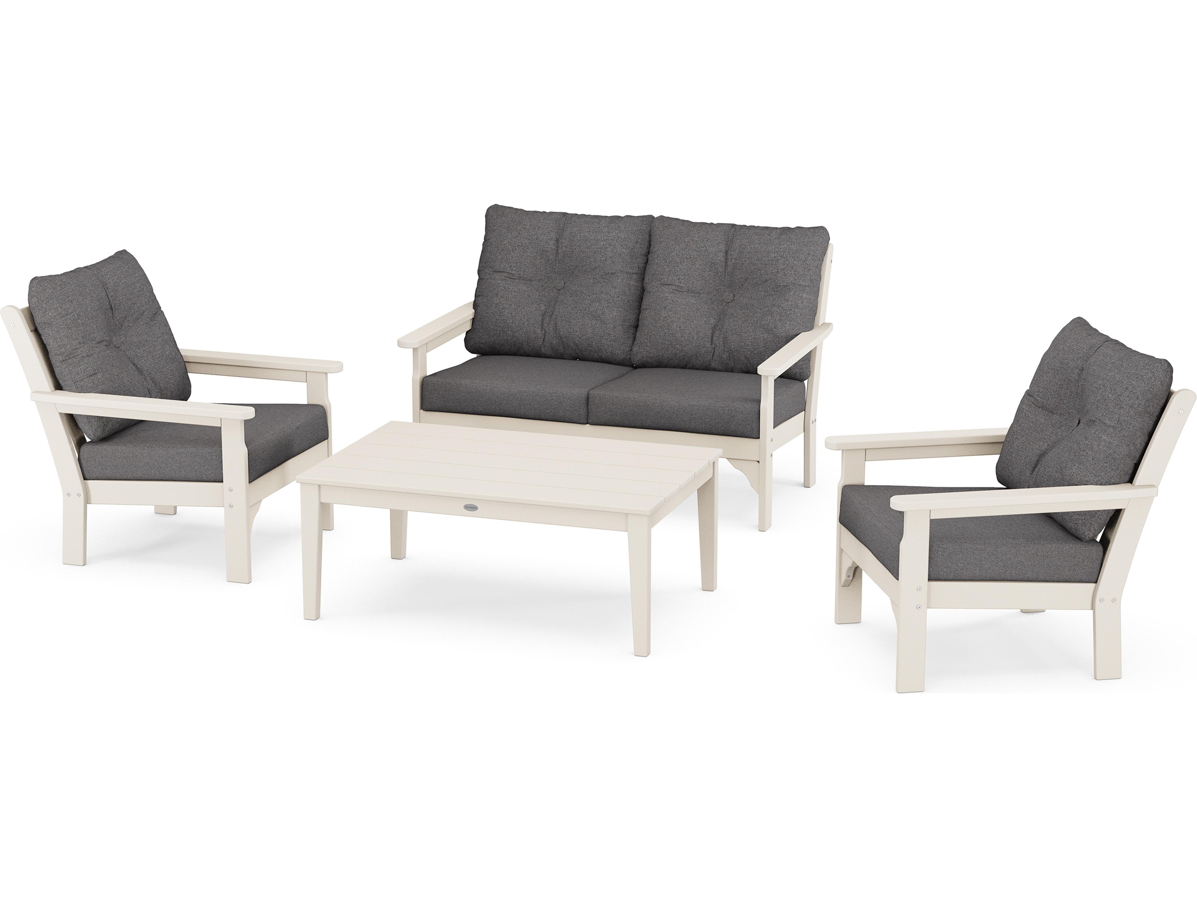 POLYWOOD® Vineyard Recycled Plastic 4-Piece Deep Seating Outdoor Patio Lounge Set