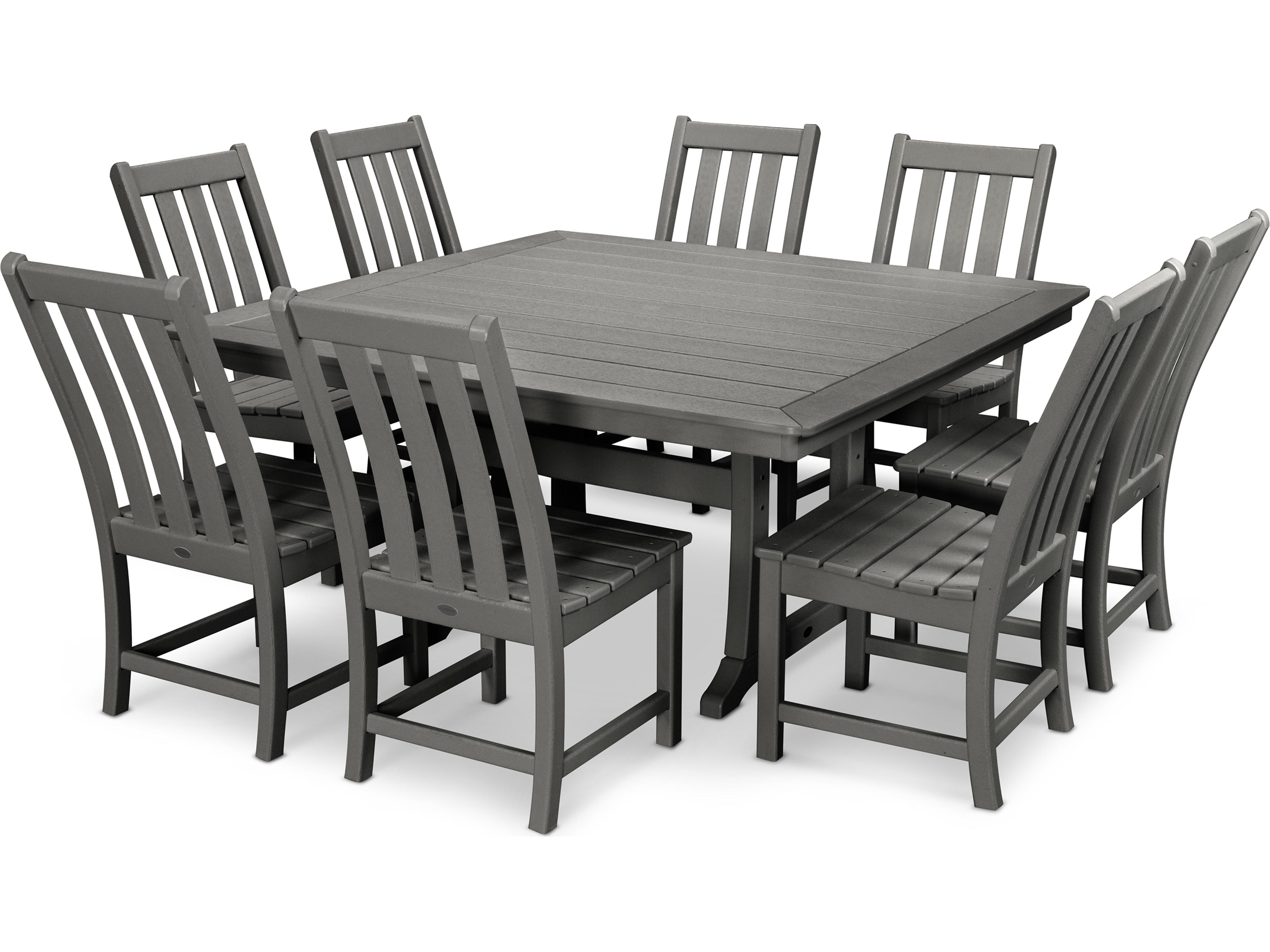POLYWOOD® Vineyard Recycled Plastic 9 Piece Outdoor Patio Dining Set
