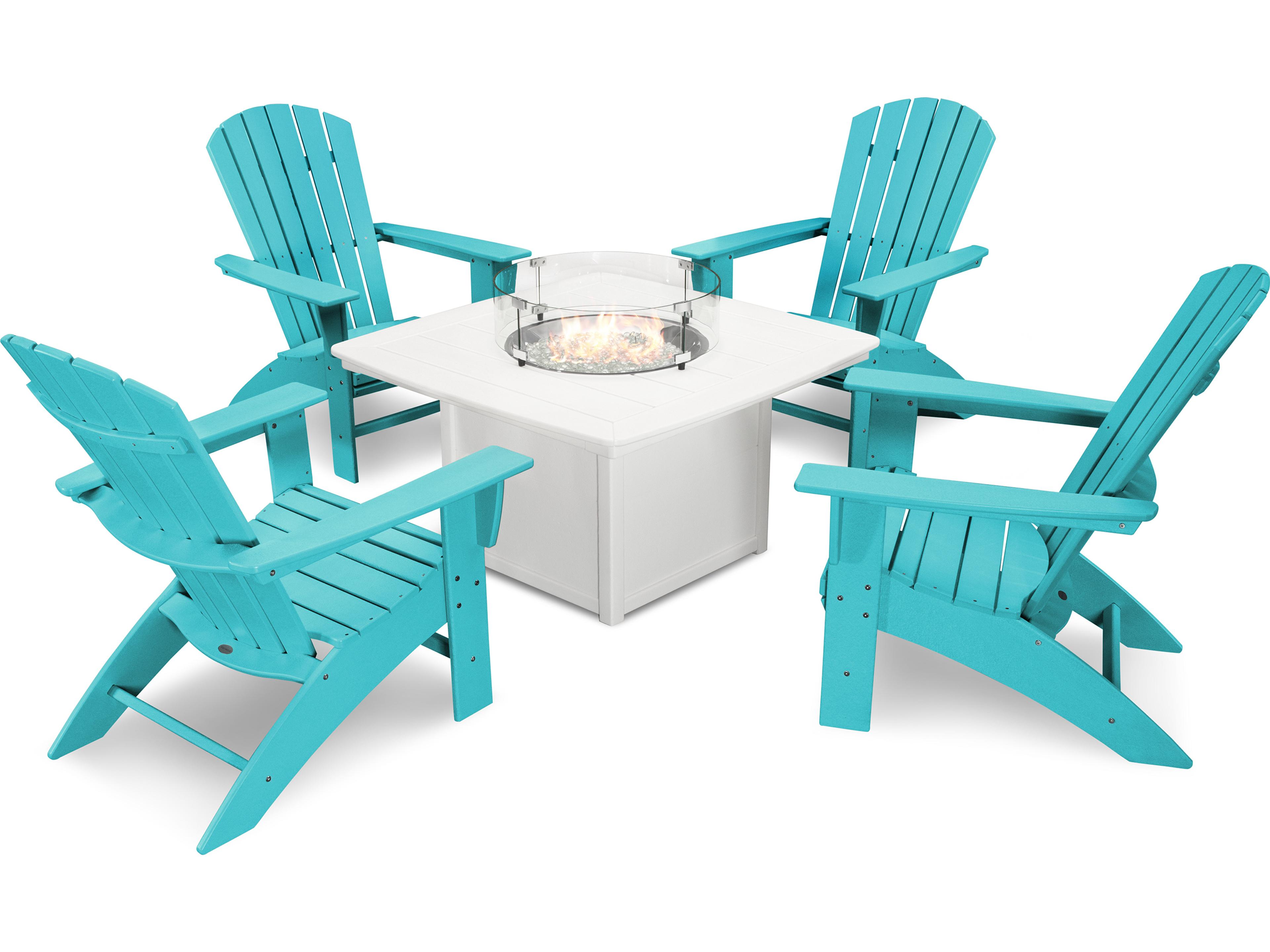 POLYWOOD® Nautical Recycled Plastic 5 Piece Outdoor Lounge Set