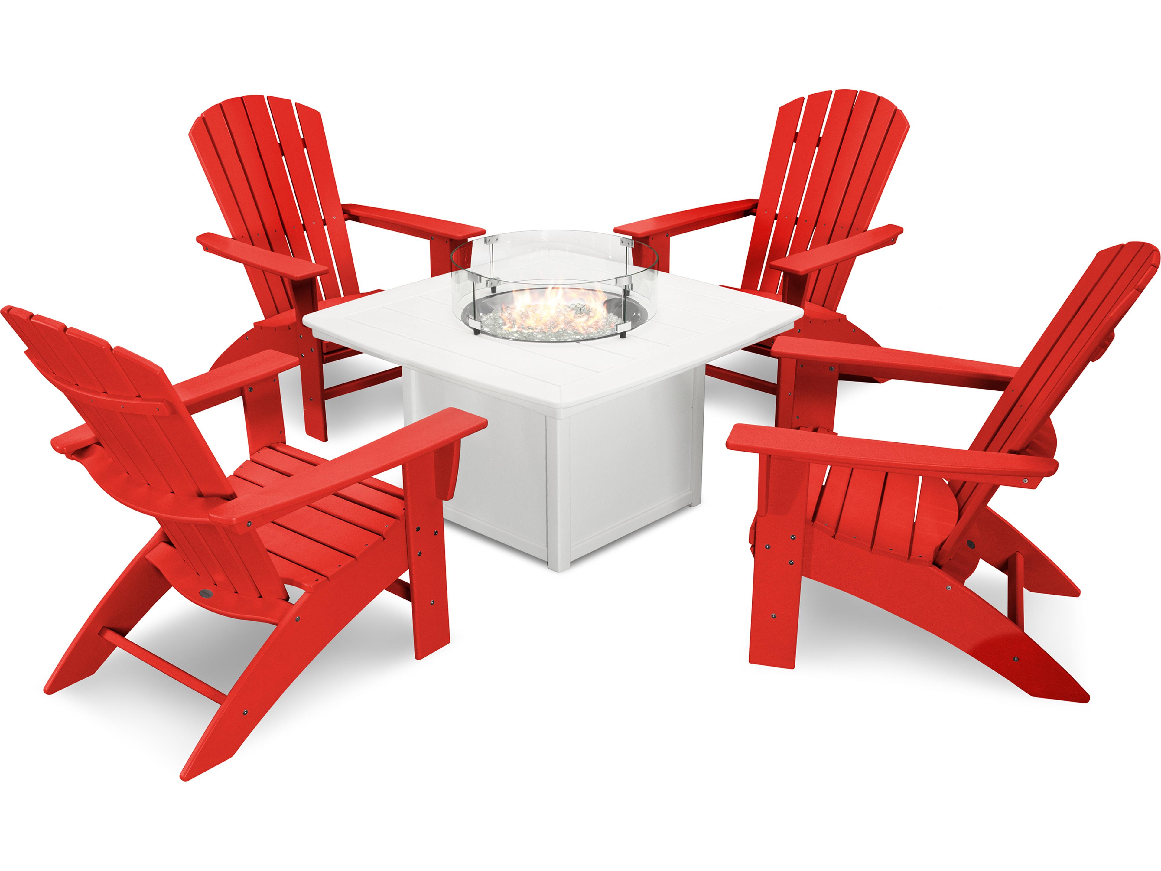 POLYWOOD® Nautical Recycled Plastic 5 Piece Outdoor Lounge Set