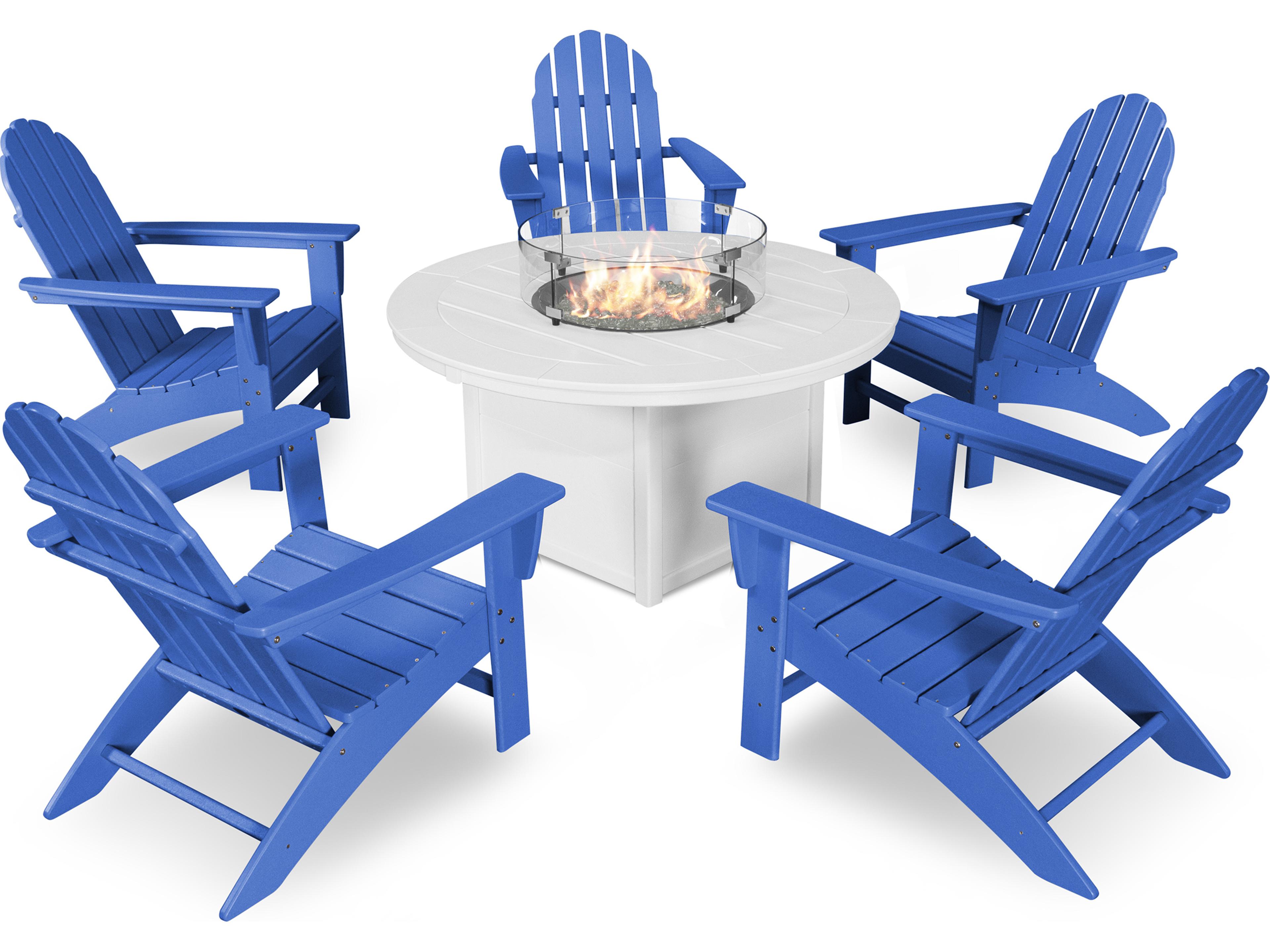 POLYWOOD® Vineyard Recycled Plastic 6 Piece Firepit Outdoor Patio Lounge Set