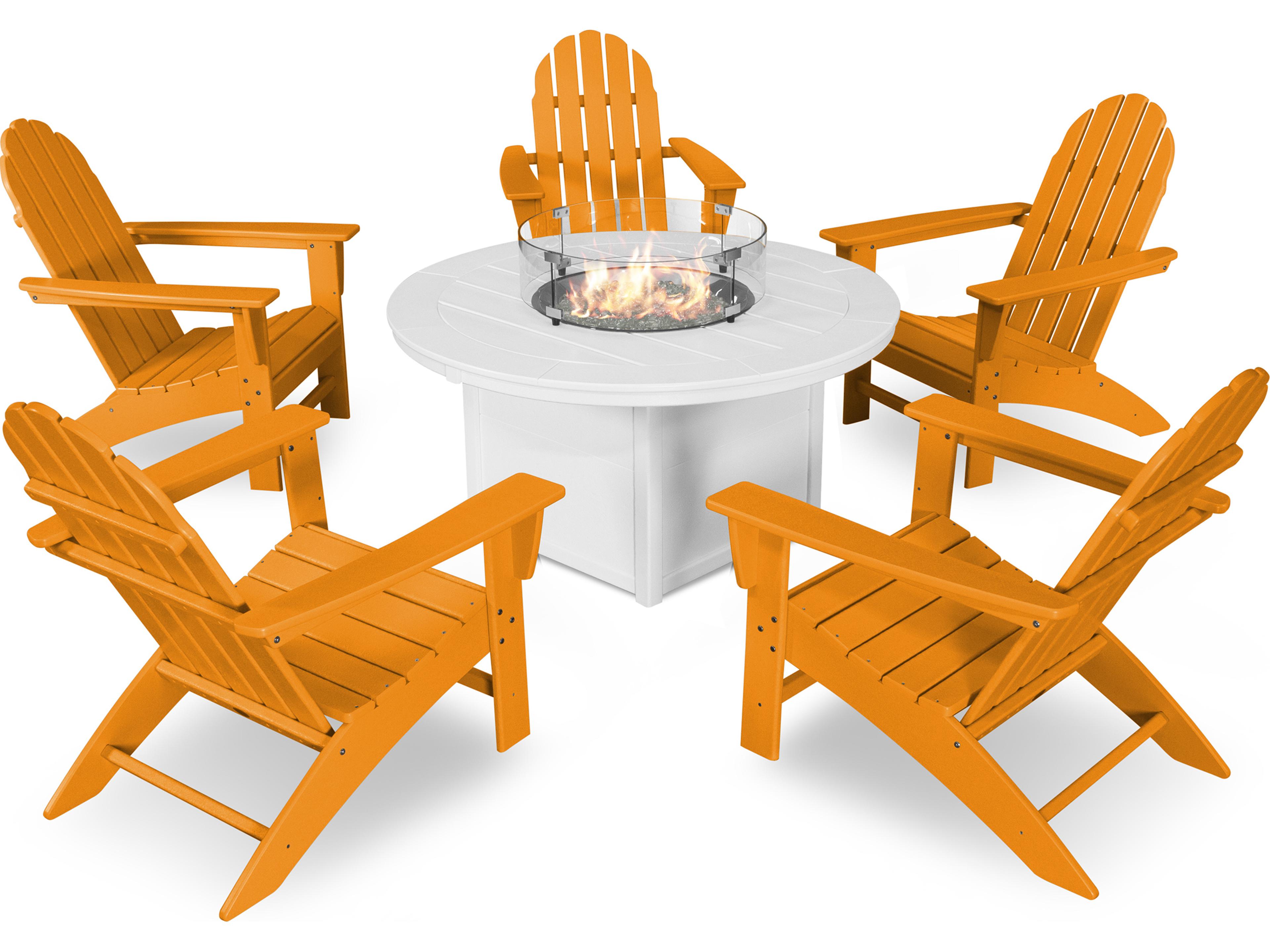 POLYWOOD® Vineyard Recycled Plastic 6 Piece Firepit Outdoor Patio Lounge Set