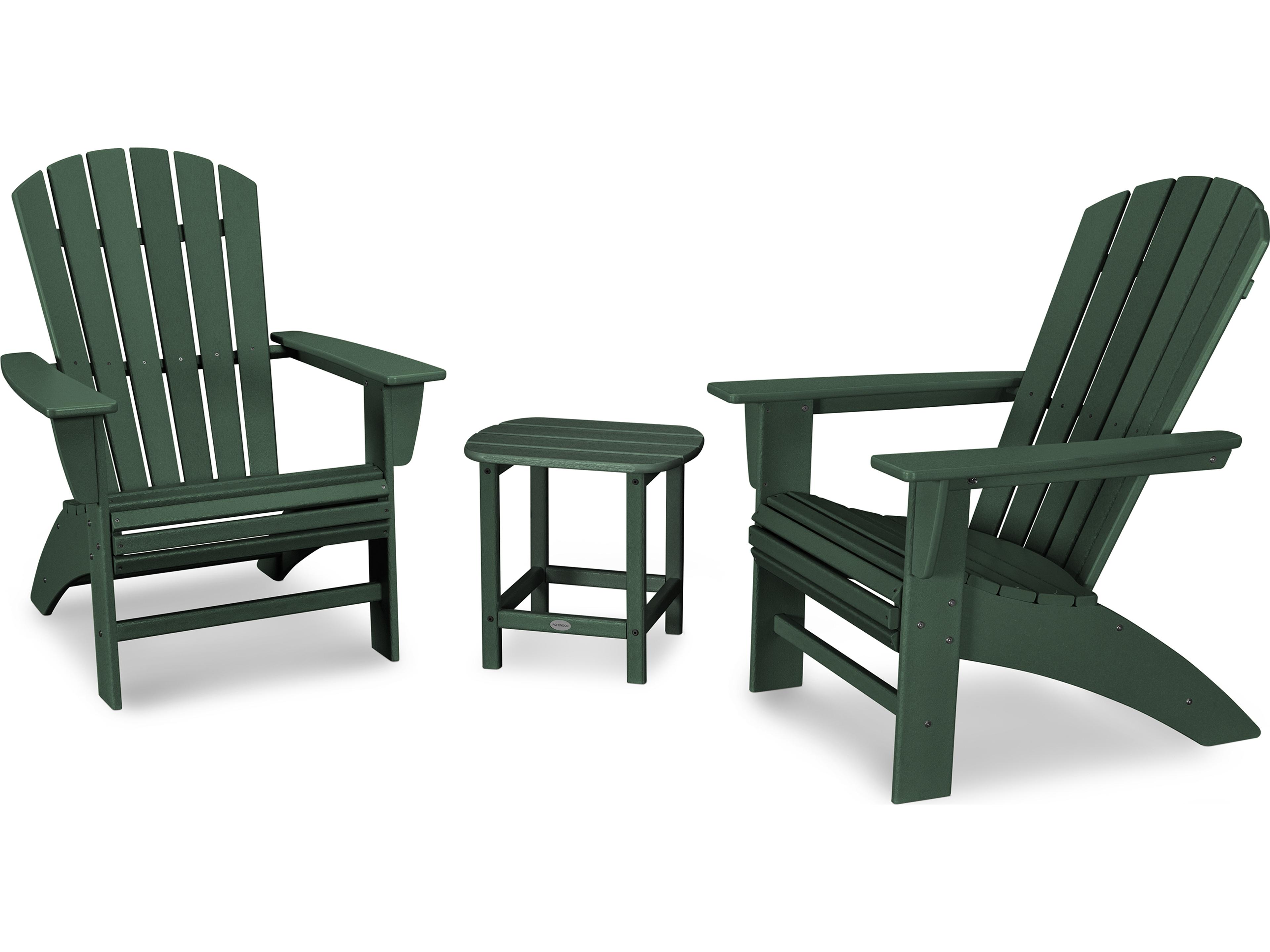 POLYWOOD® Nautical Recycled Plastic 3 Piece Outdoor Patio Lounge Set