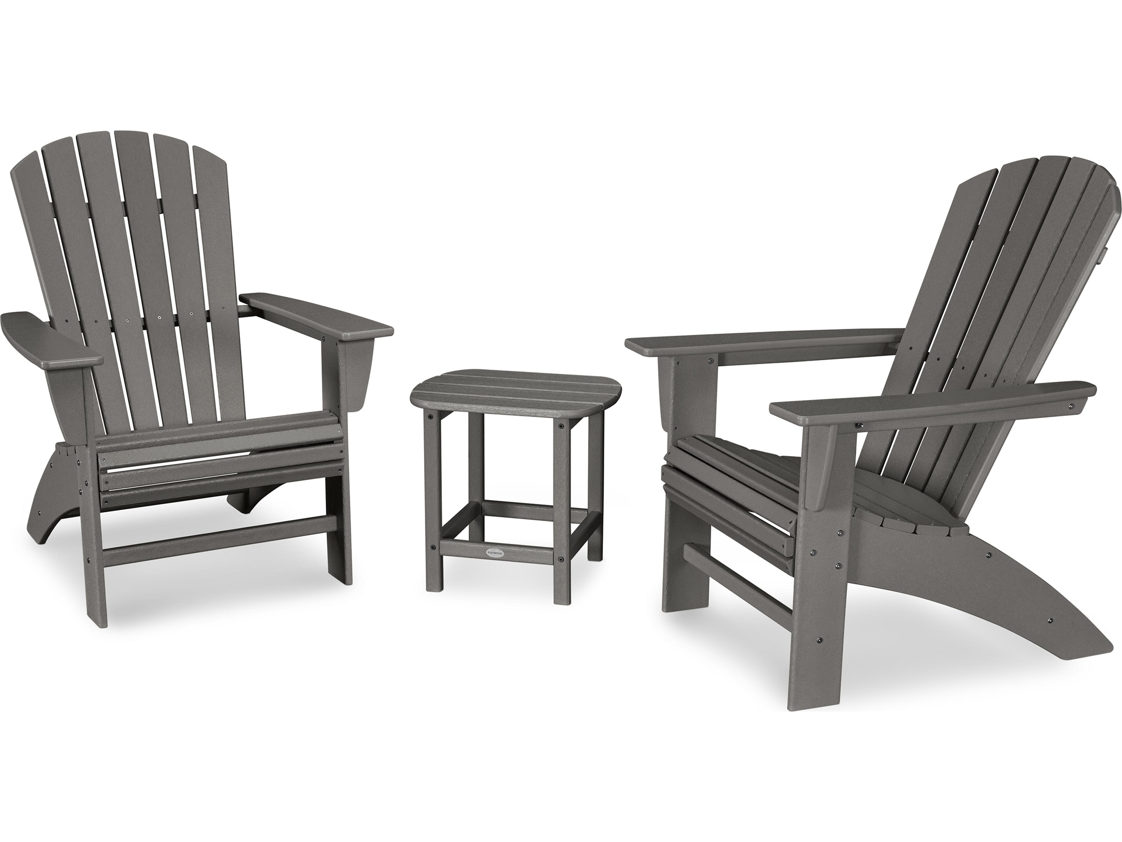 POLYWOOD® Nautical Recycled Plastic 3 Piece Outdoor Patio Lounge Set