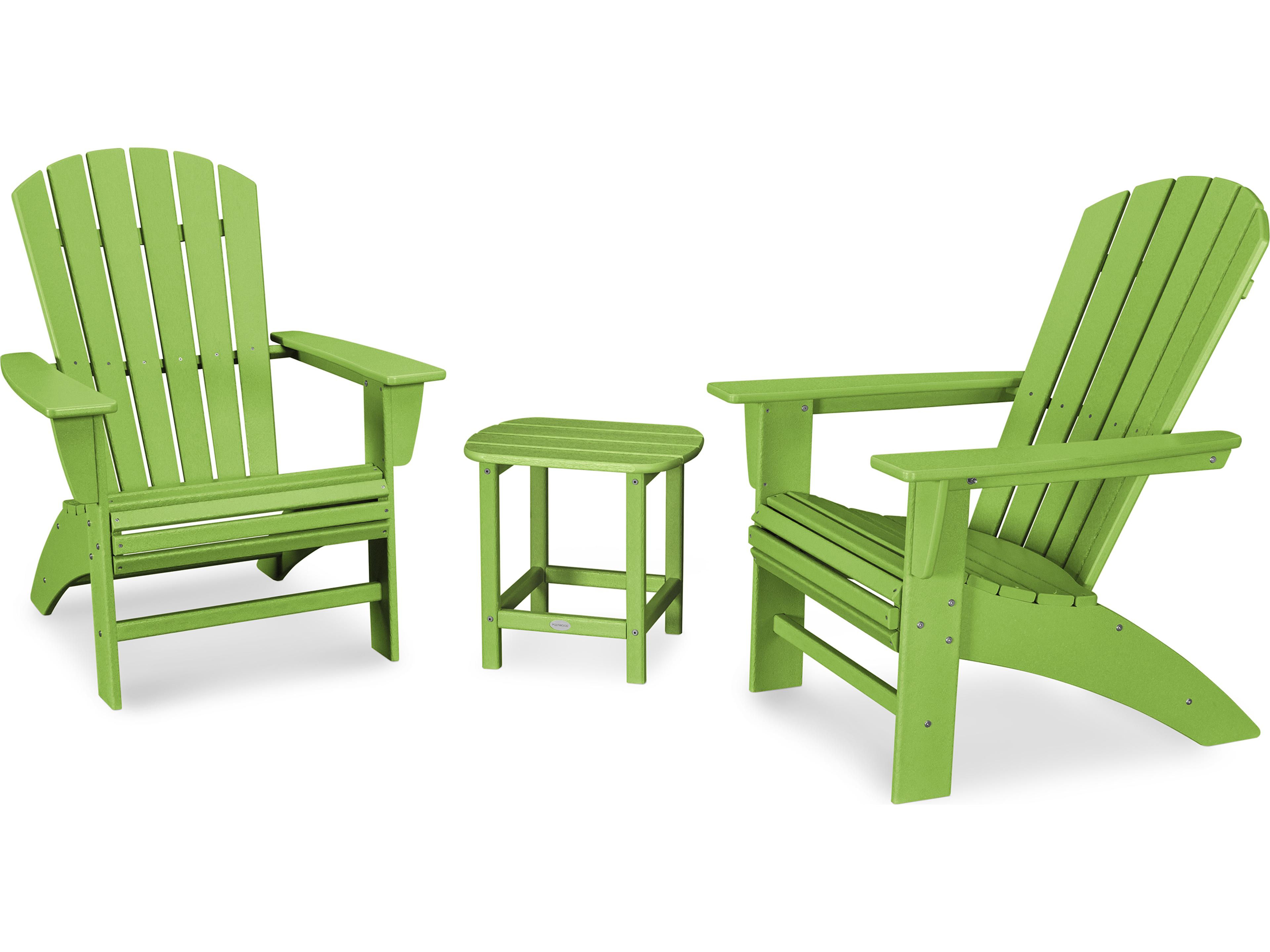 POLYWOOD® Nautical Recycled Plastic 3 Piece Outdoor Patio Lounge Set