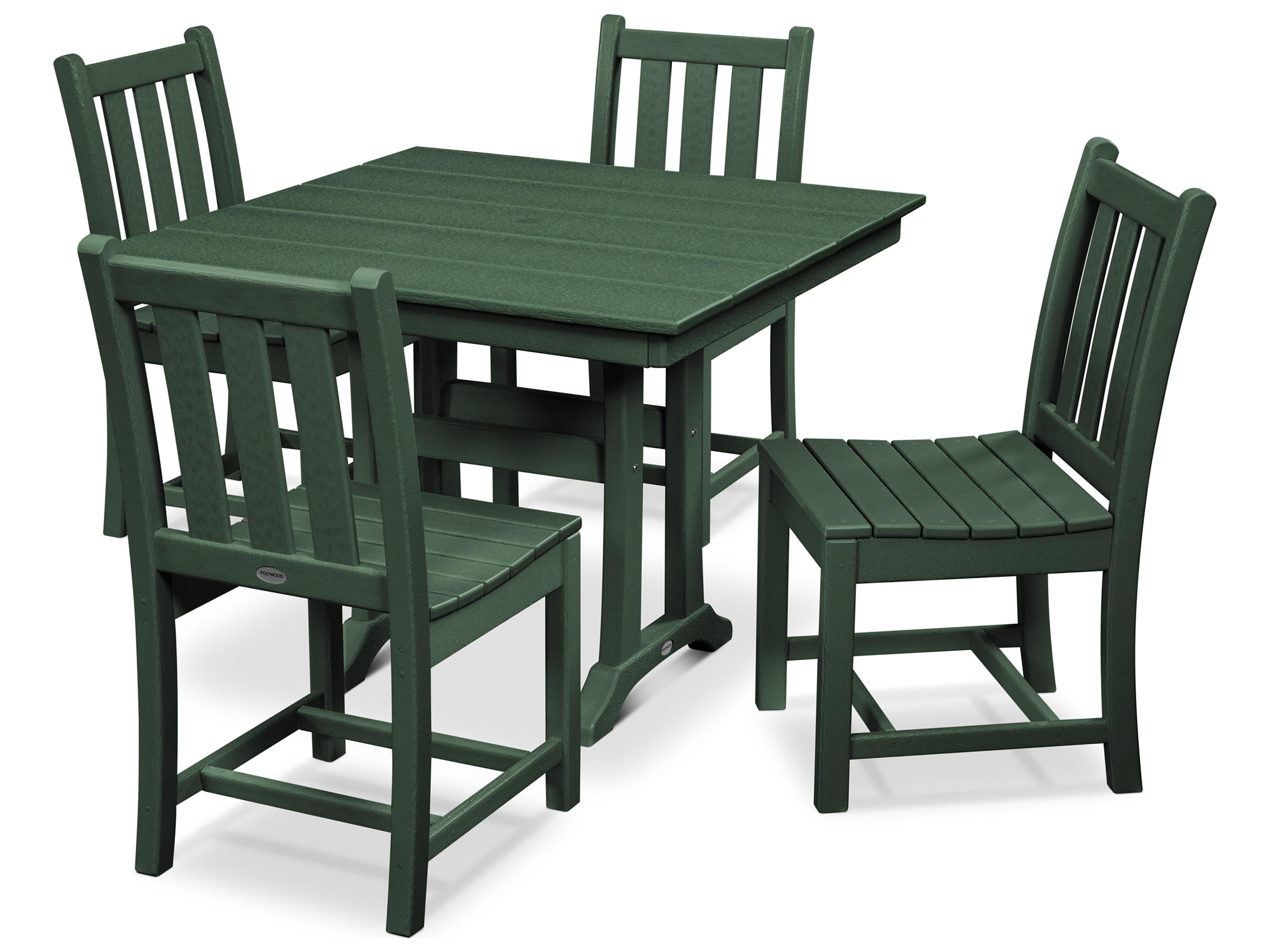 POLYWOOD® Traditional Recycled Plastic 5 Piece Farmhouse Outdoor Dining Set