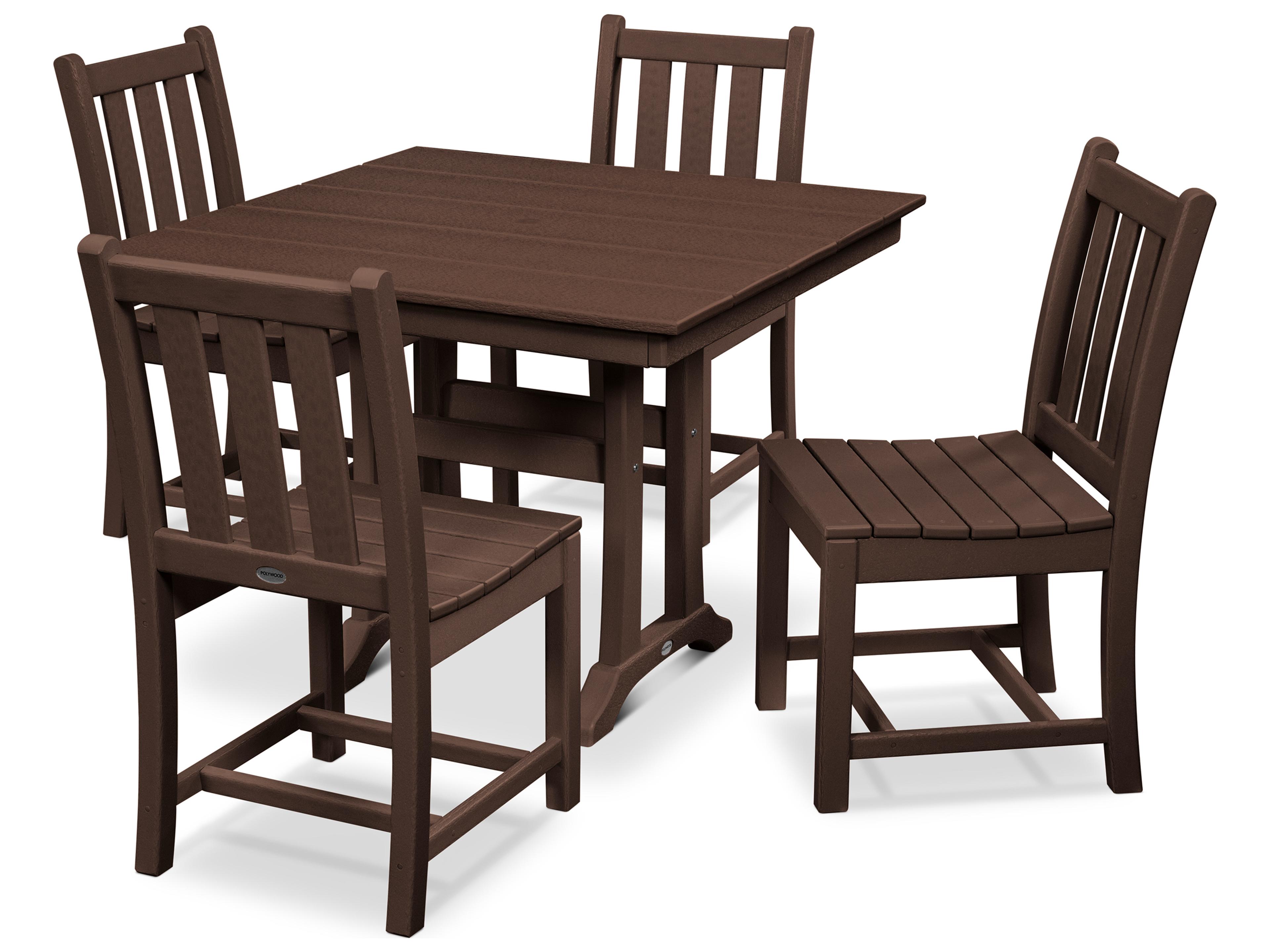 POLYWOOD® Traditional Recycled Plastic 5 Piece Farmhouse Outdoor Dining Set