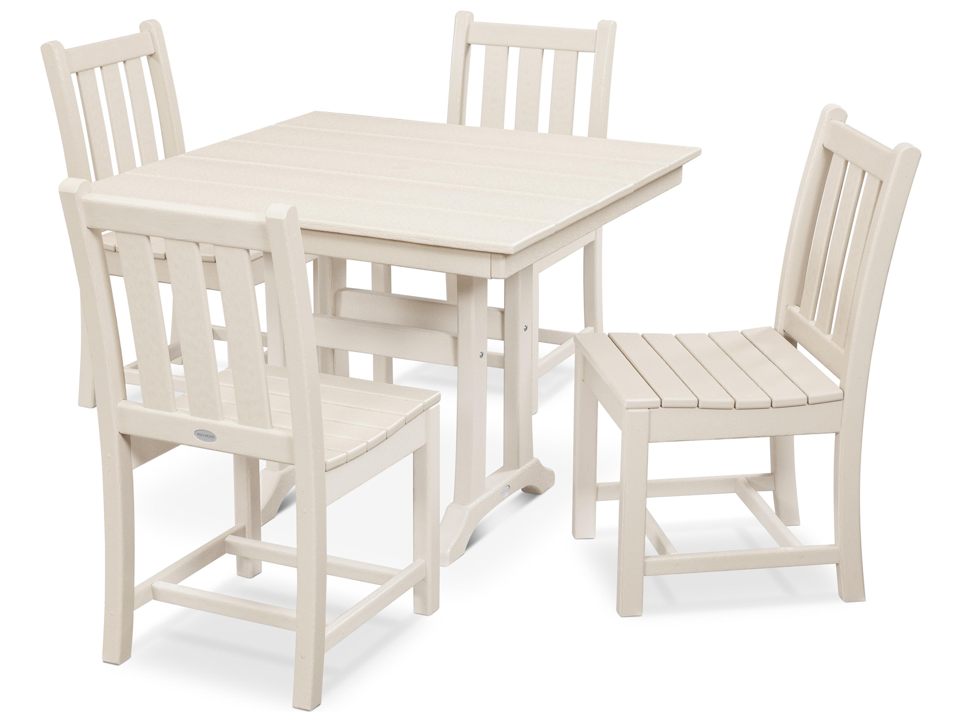 POLYWOOD® Traditional Recycled Plastic 5 Piece Farmhouse Outdoor Dining Set
