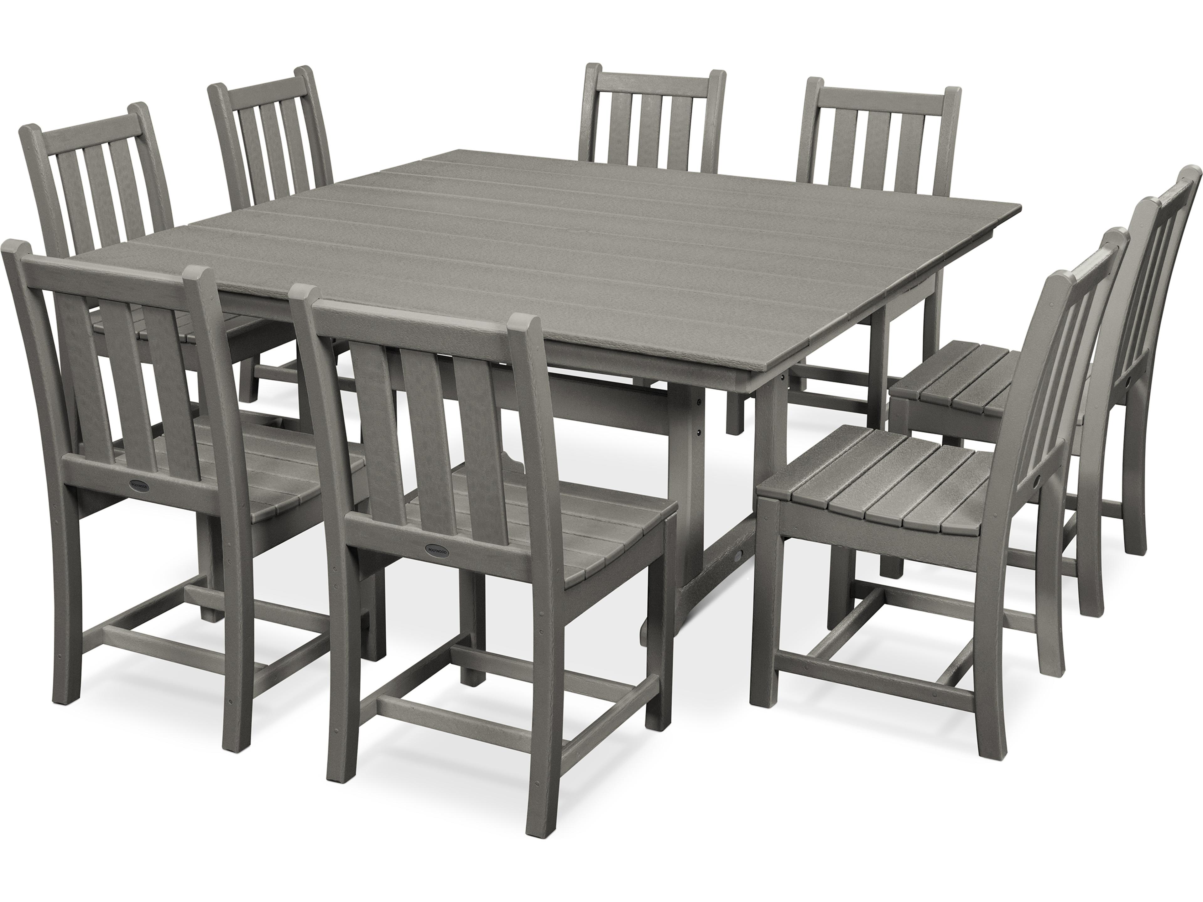 POLYWOOD® Traditional Garden Recycled Plastic 9 Piece Outdoor Patio Dining Set