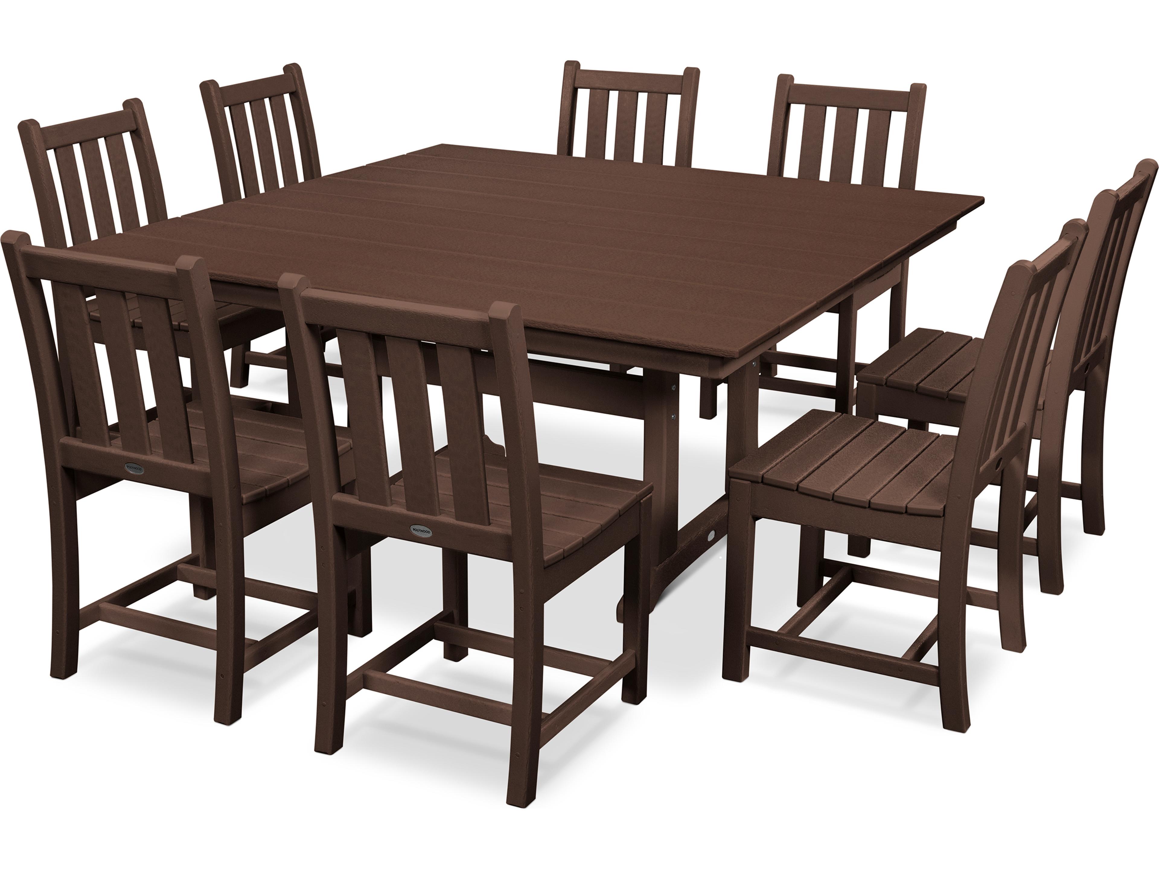 POLYWOOD® Traditional Garden Recycled Plastic 9 Piece Outdoor Patio Dining Set